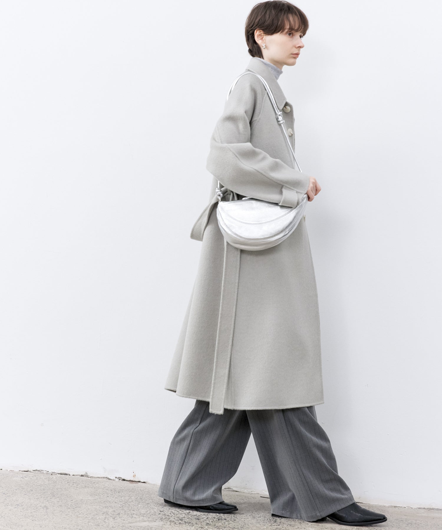 Raglan Sleeves Oversized Double-Faced Wool Coat