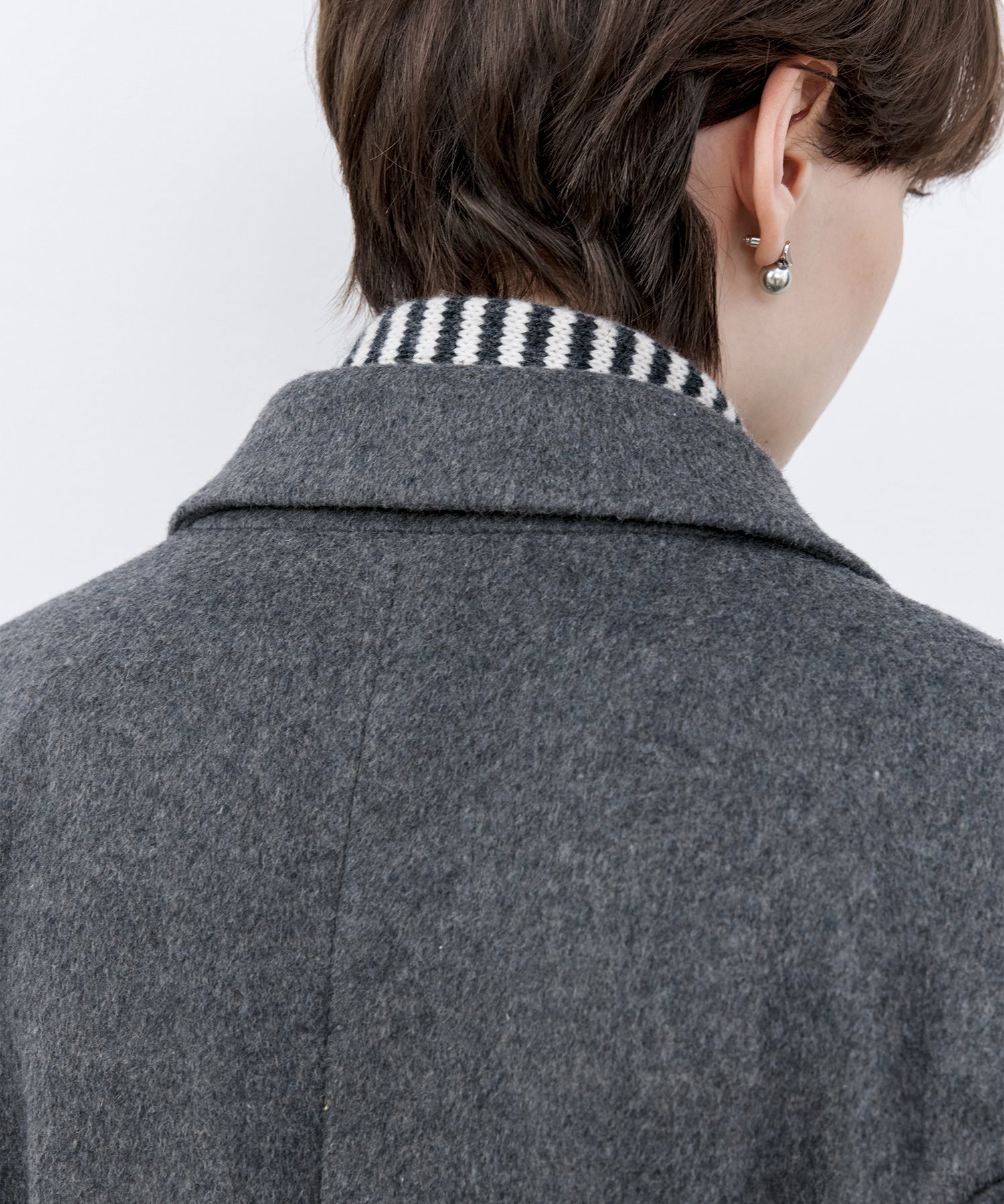 Structured Wool Long Coat with Padded Shoulders