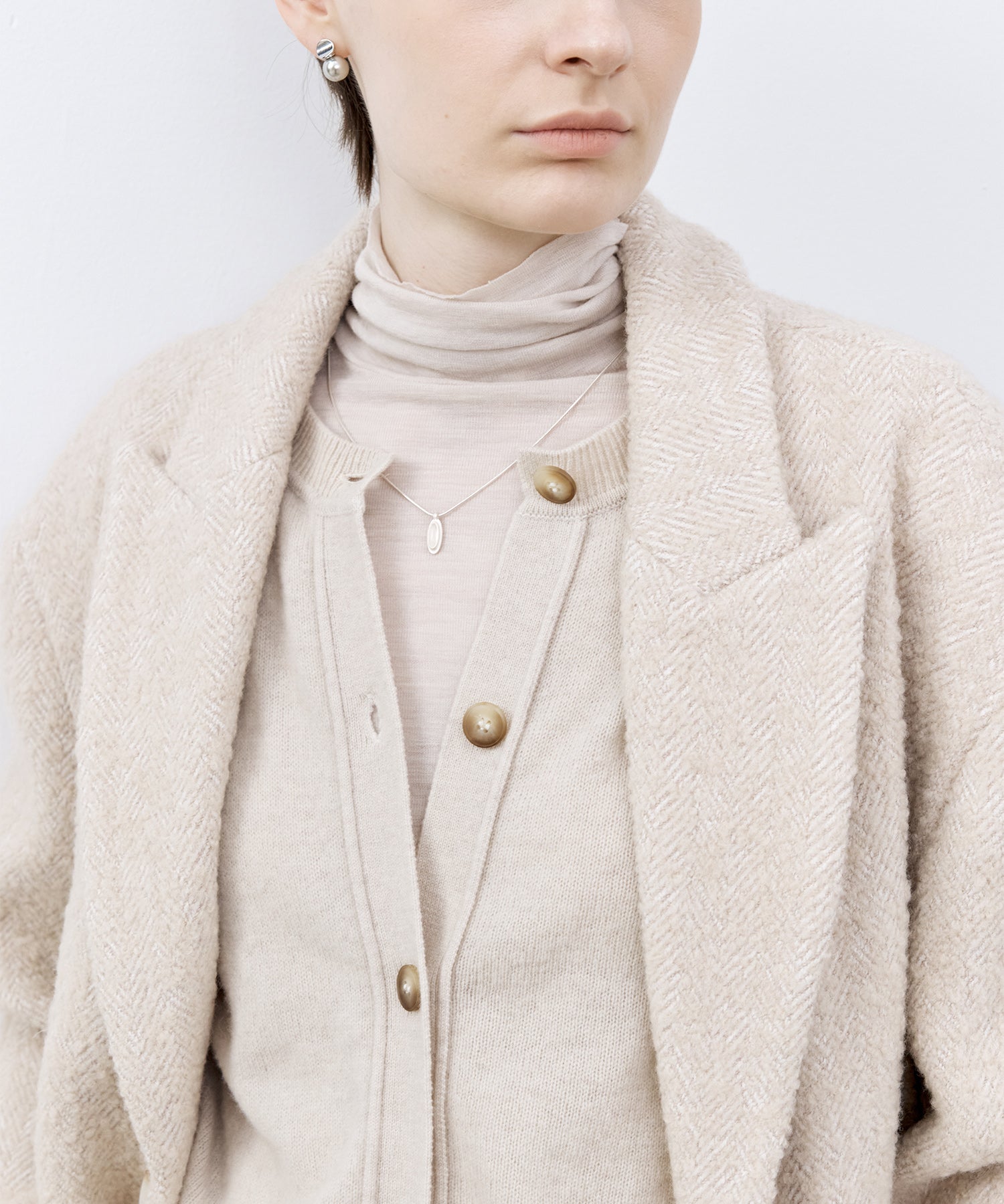 Wool-Blend Oversized Tailored Jacket with Shoulder Pads