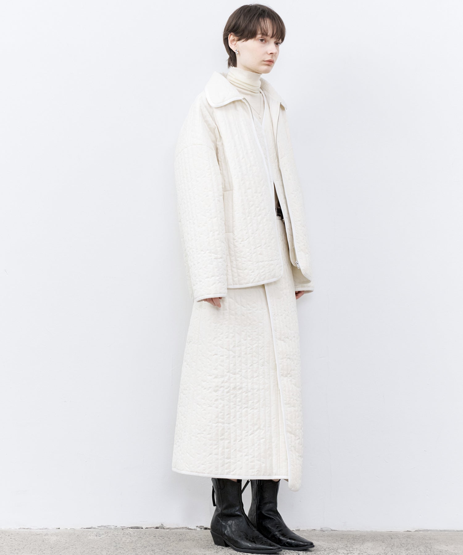 Flocked Print Quilted Jacket