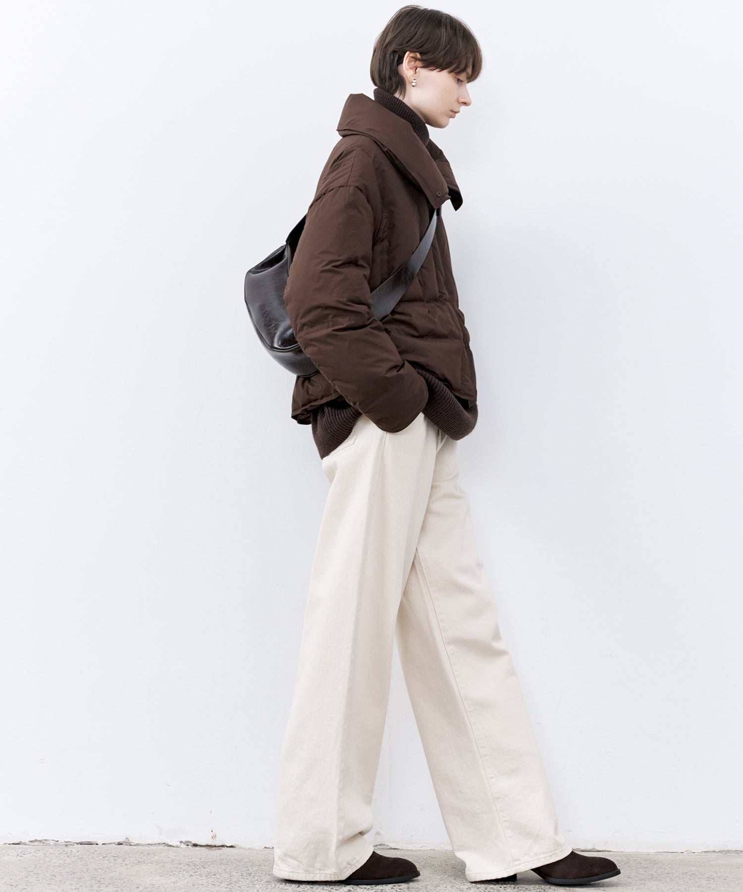 Drop Shoulder Short Puffer with Shaped Waist Design