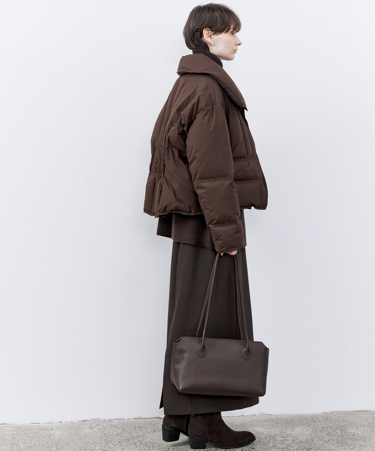 Drop Shoulder Short Puffer with Shaped Waist Design