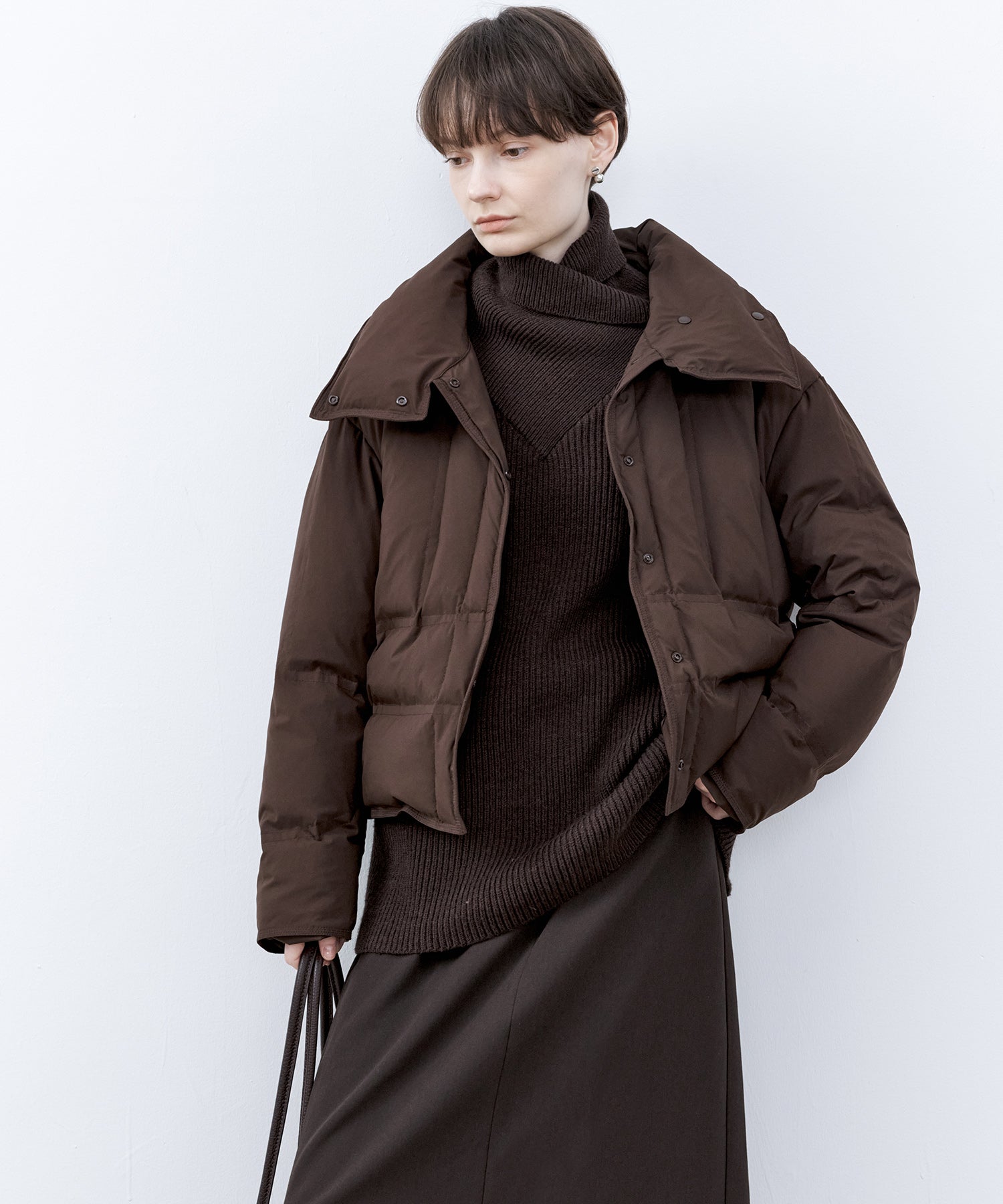 Drop Shoulder Short Puffer with Shaped Waist Design