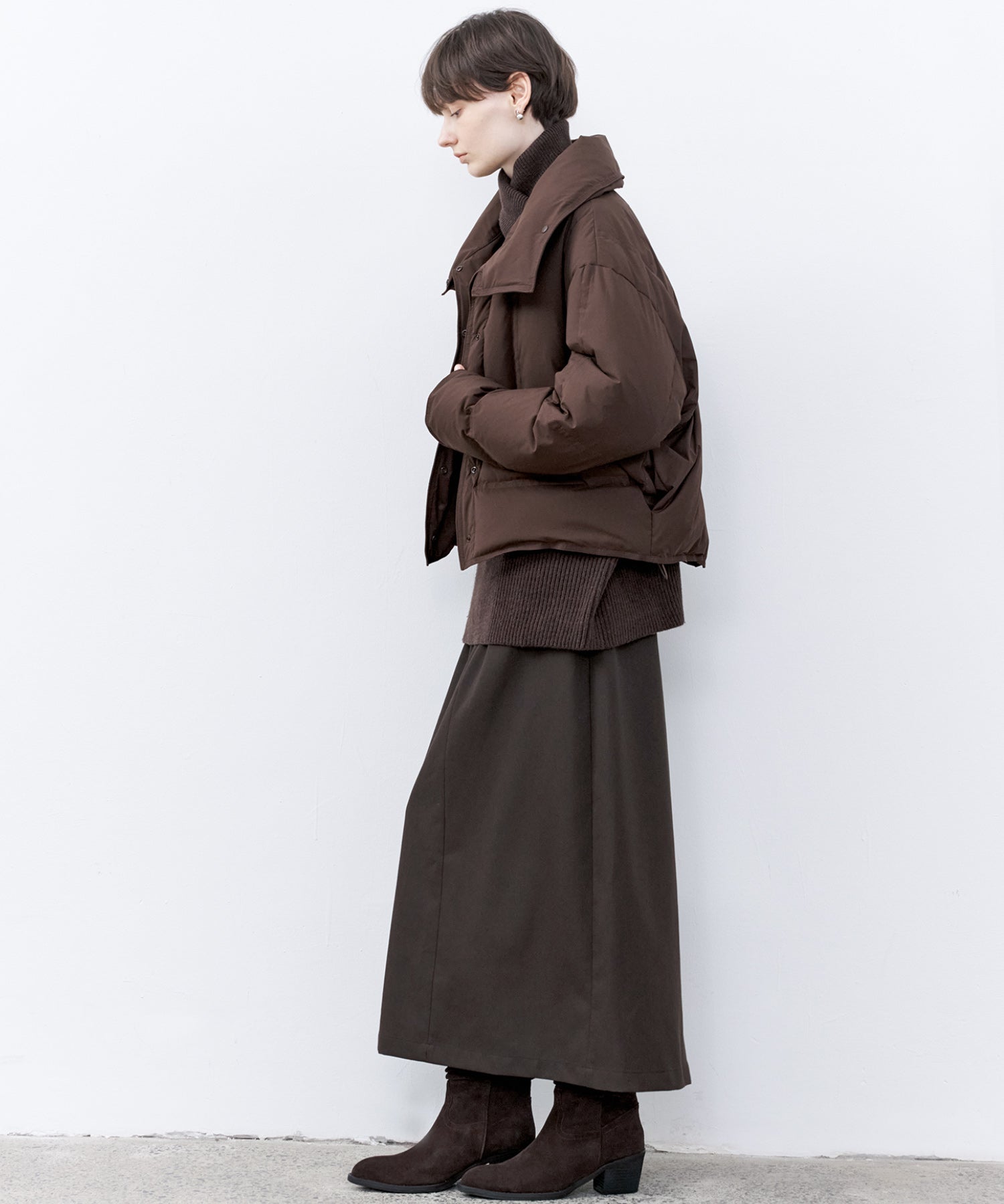 Drop Shoulder Short Puffer with Shaped Waist Design