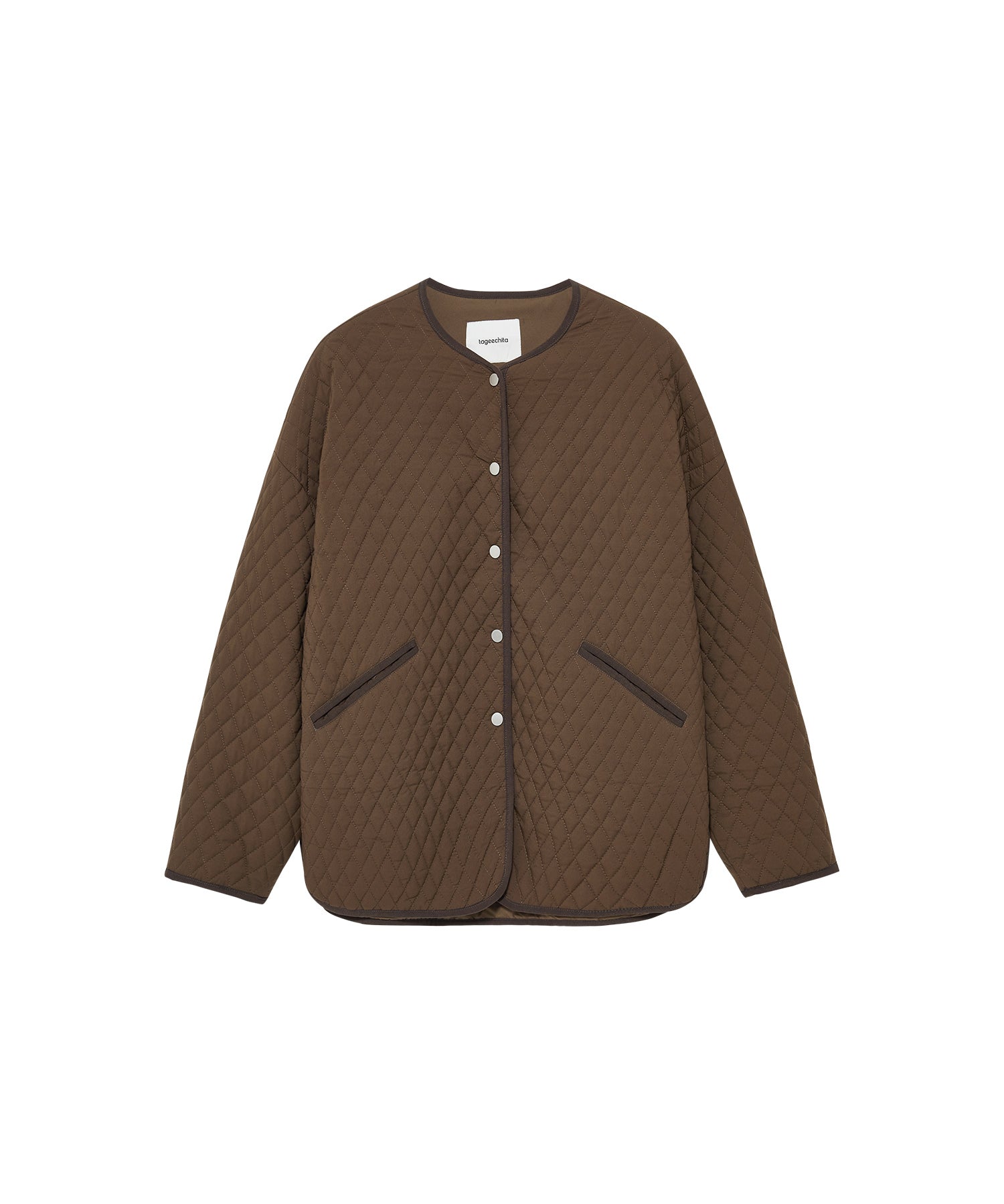 Diamond Quilted Round Neck Padded Jacket