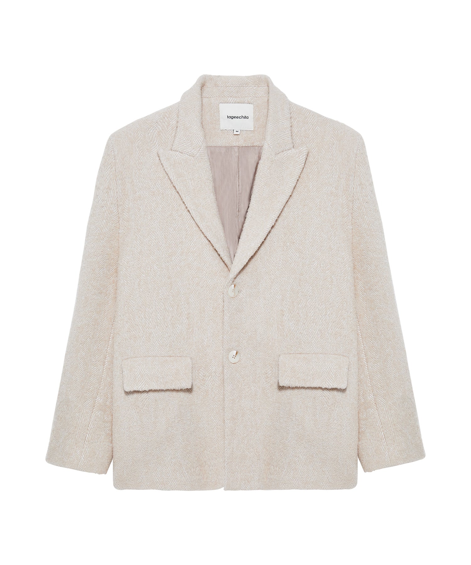 Wool-Blend Oversized Tailored Jacket with Shoulder Pads