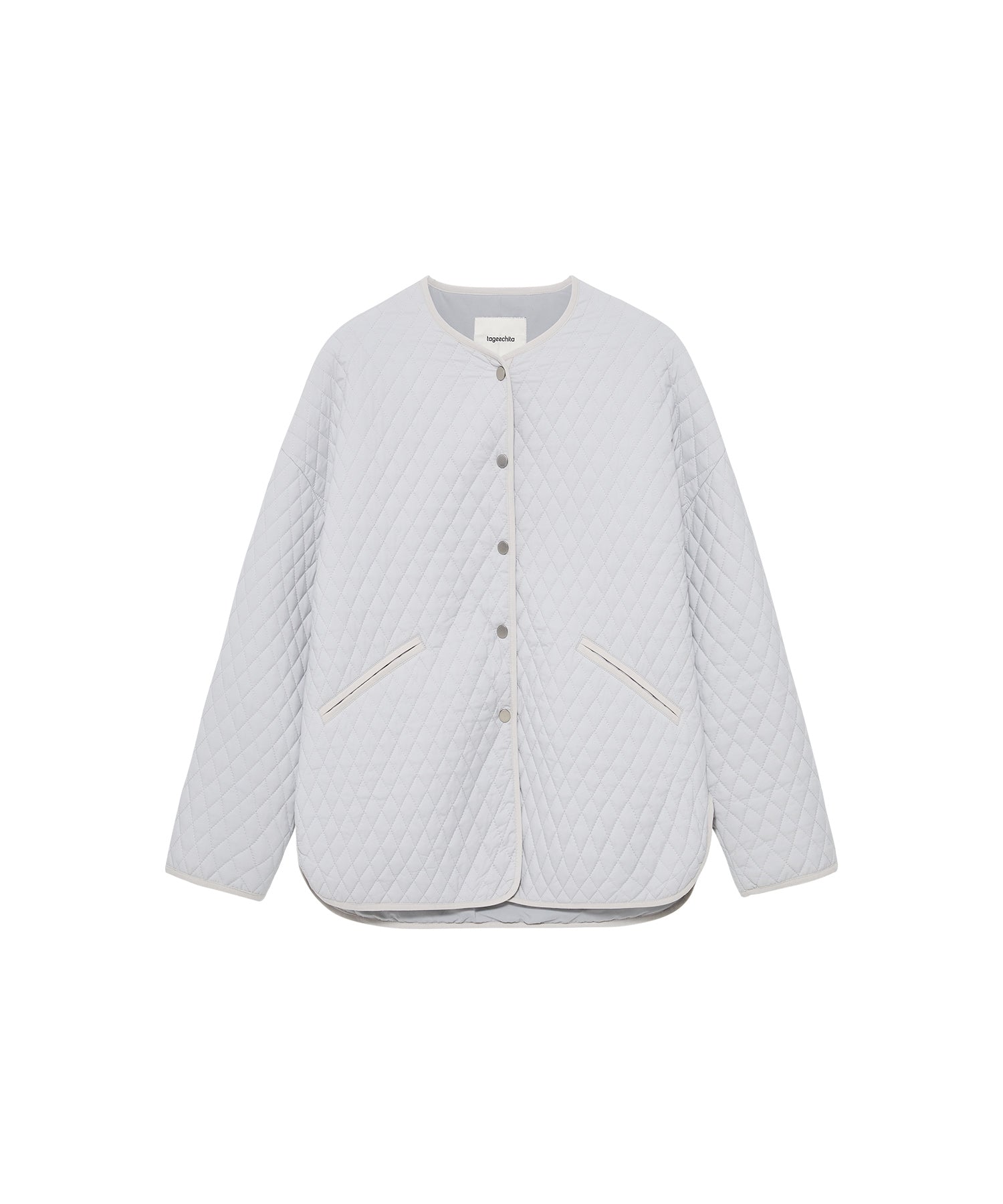 Diamond Quilted Round Neck Padded Jacket