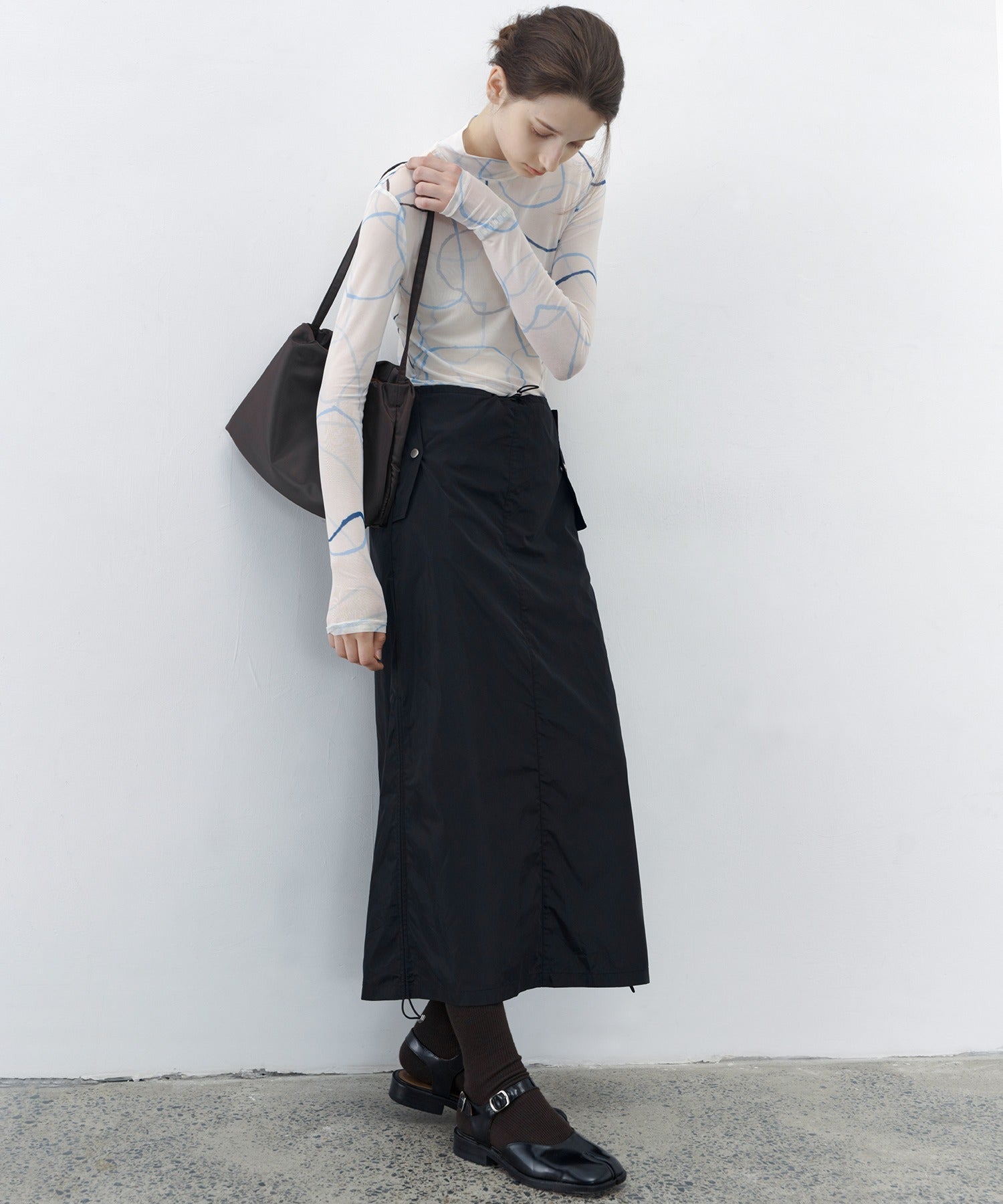 [tageechita] Side drawstring tight skirt