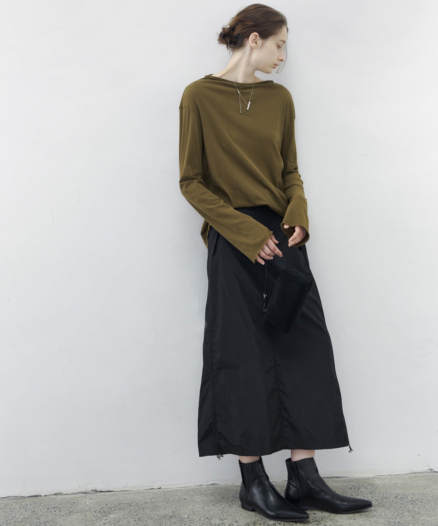 [tageechita] Side drawstring tight skirt