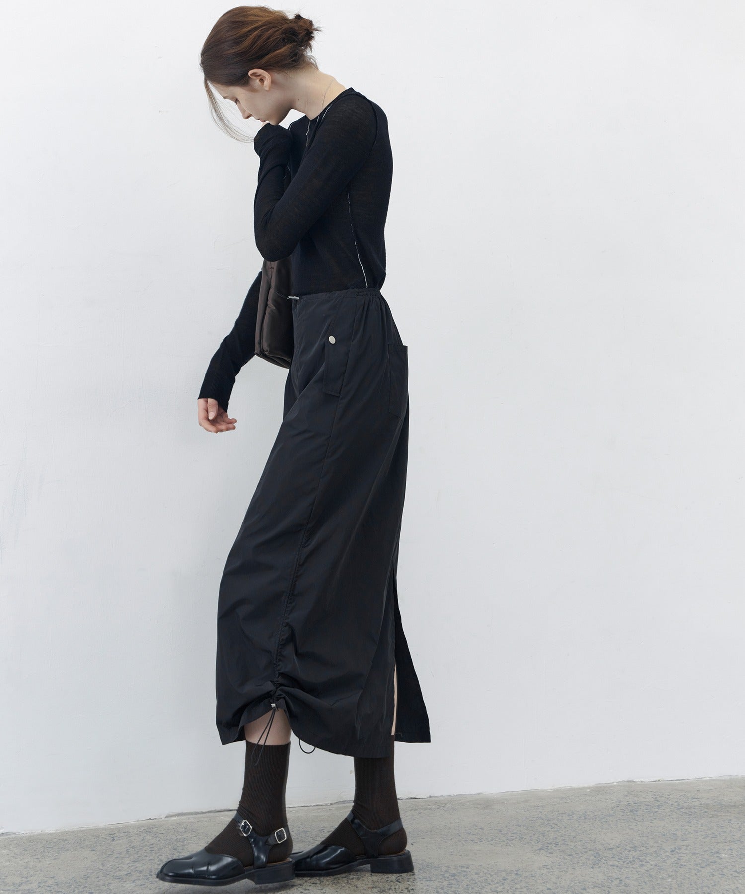 [tageechita] Side drawstring tight skirt
