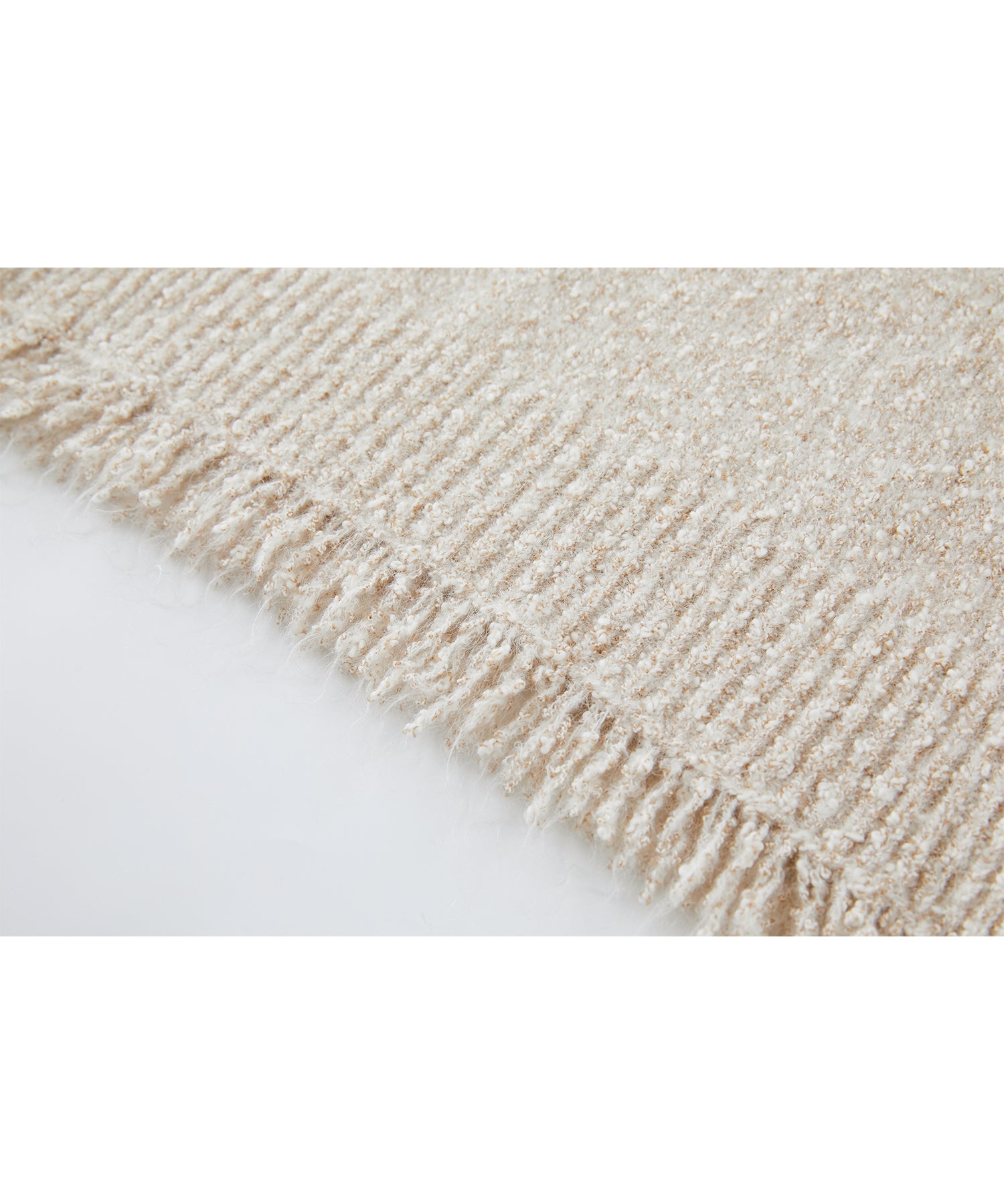 Tweed Like Knit Shirt Dress with Fringe Details