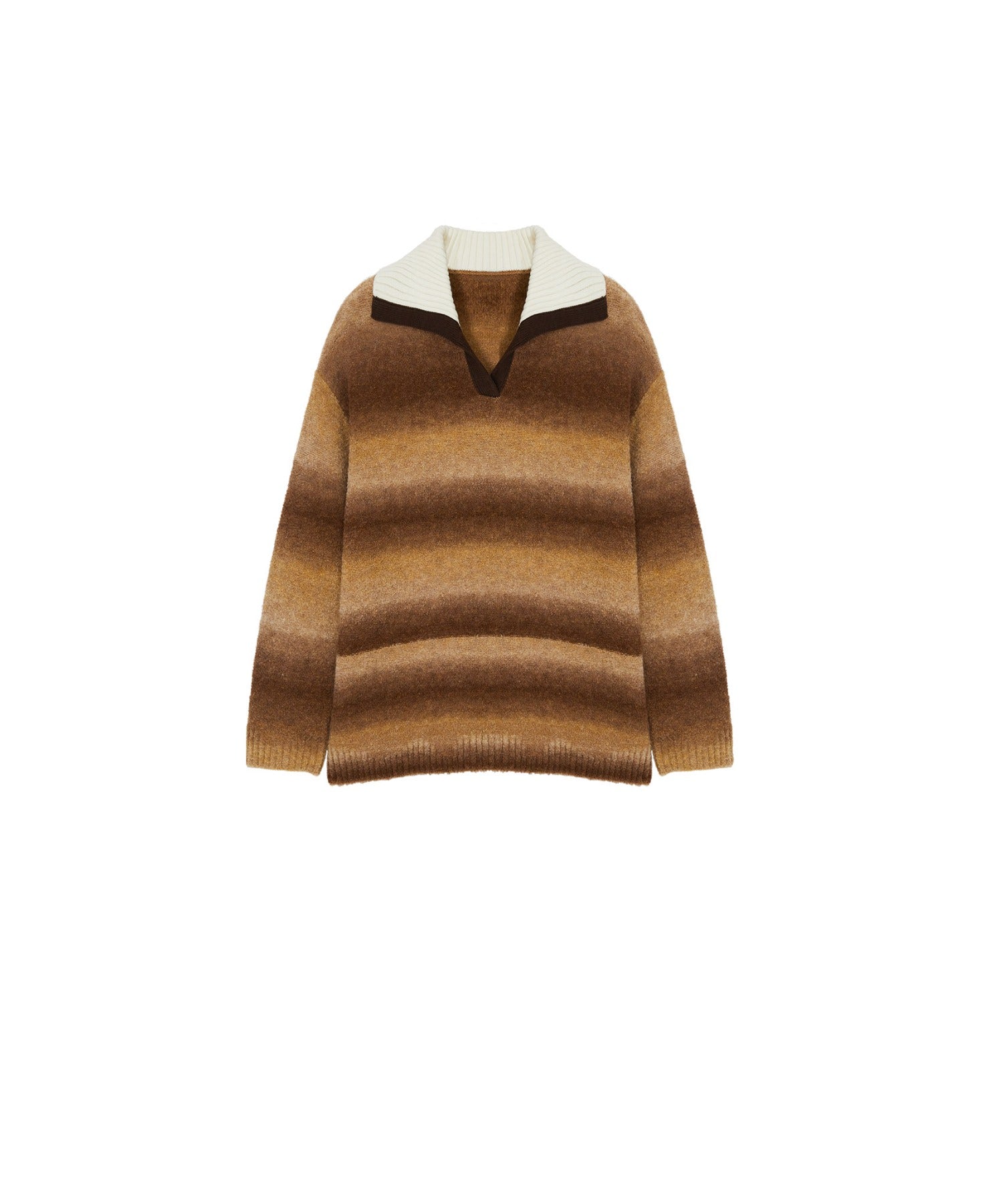 Gradient Stripe Polo Knit Top