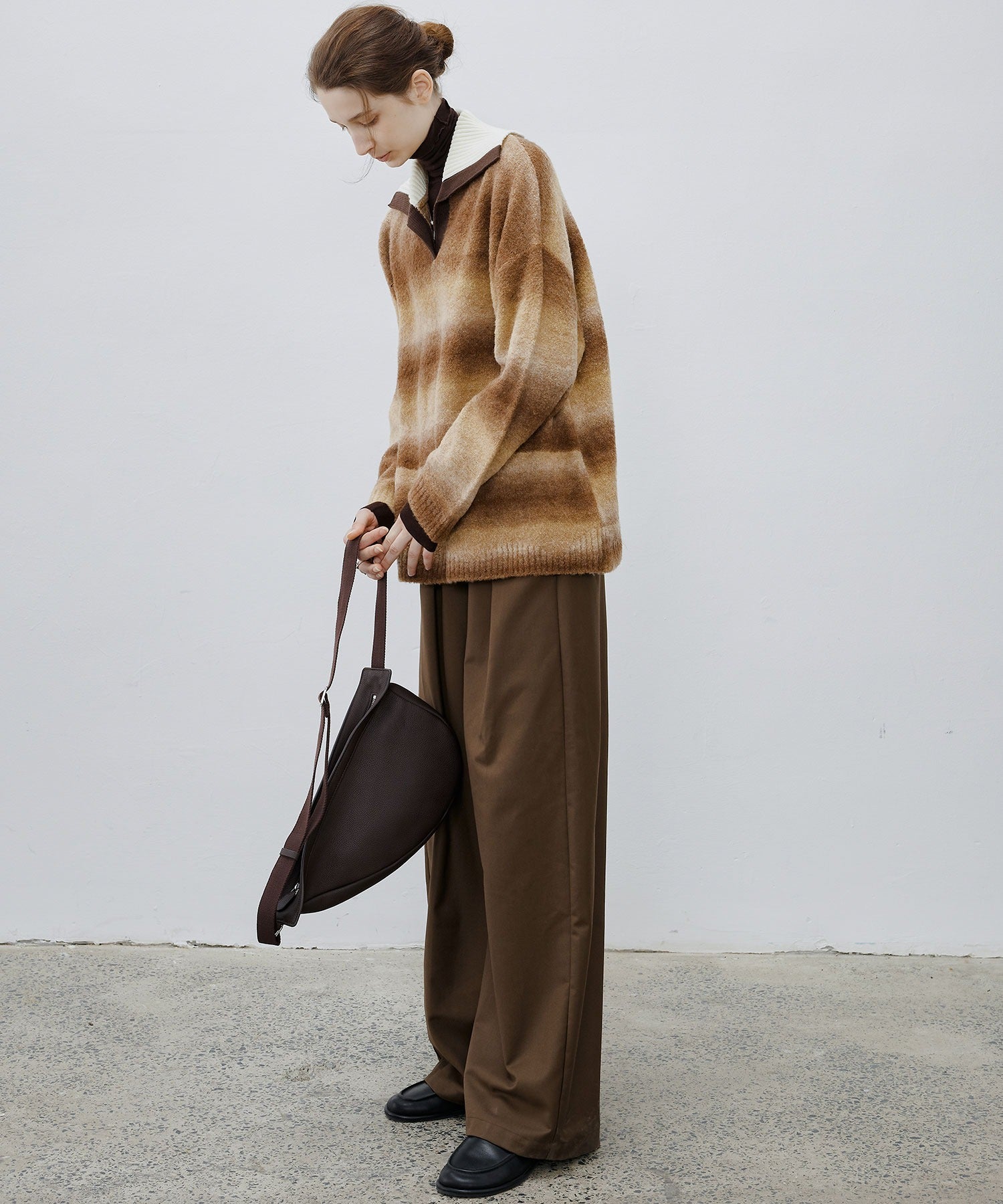 Gradient Stripe Polo Knit Top