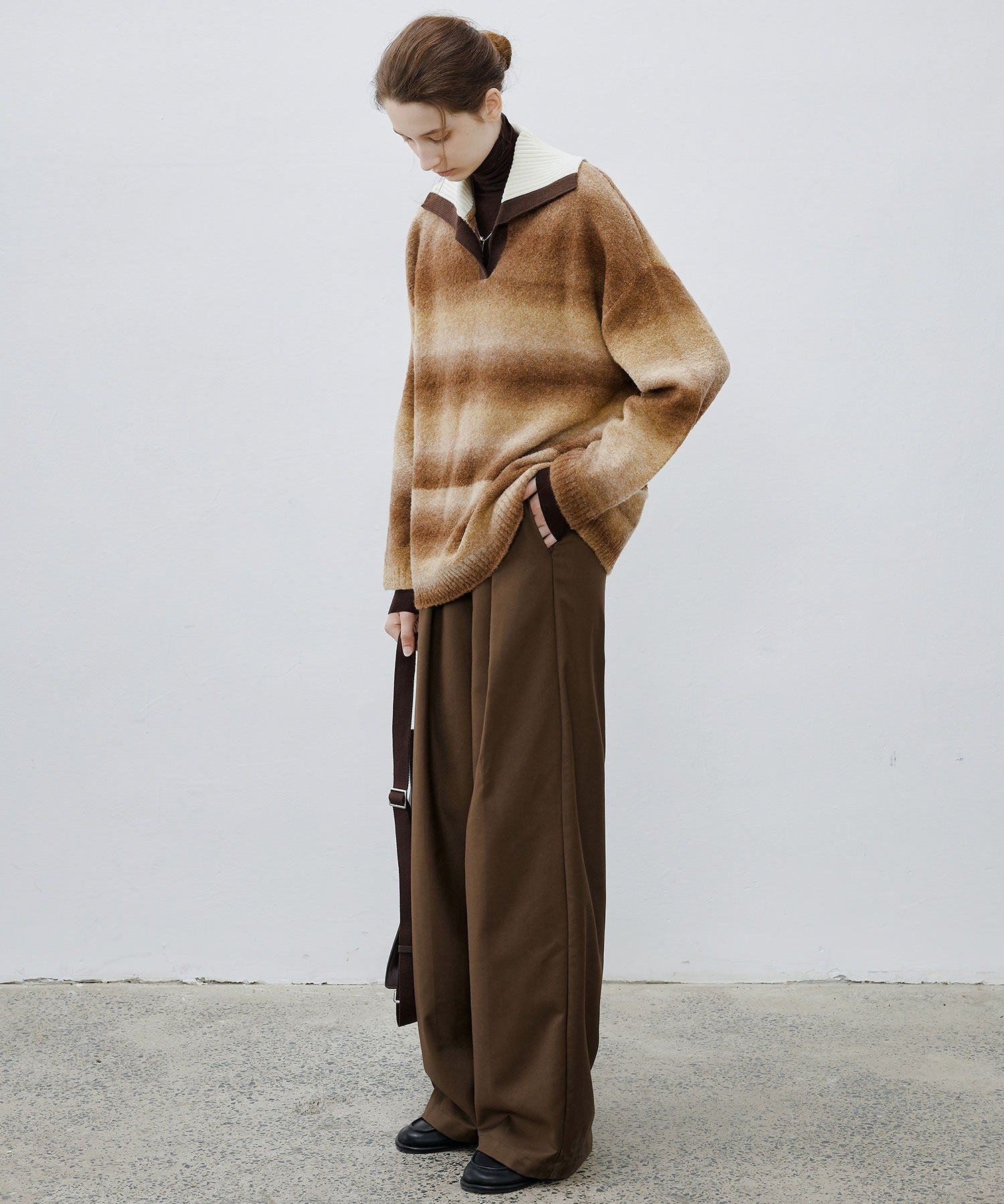 Gradient Stripe Polo Knit Top