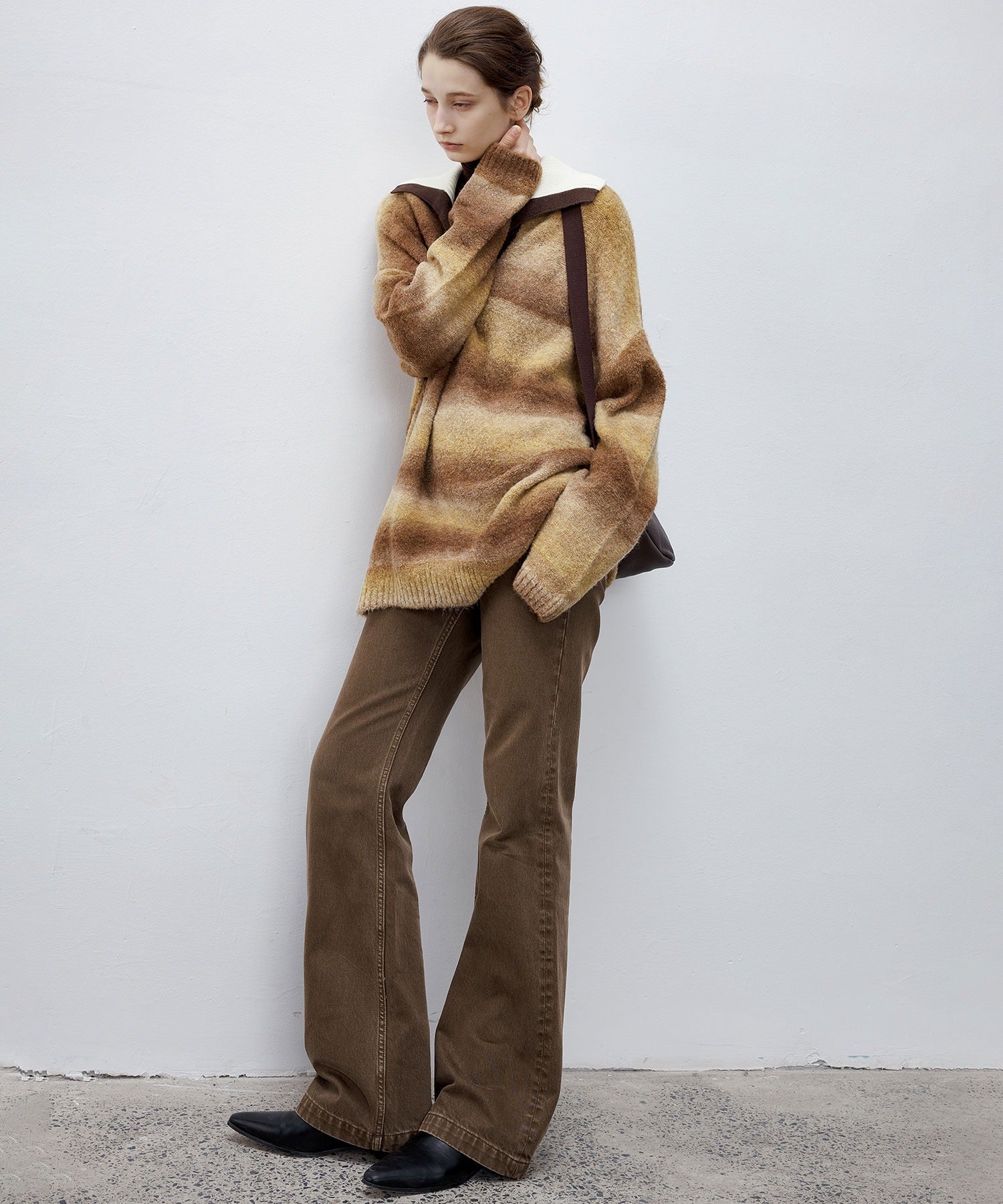 Gradient Stripe Polo Knit Top