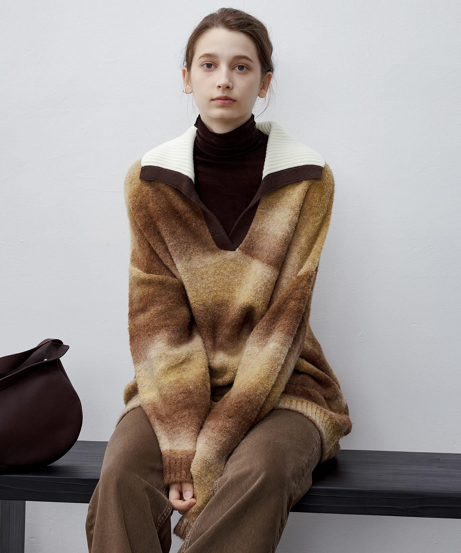 Gradient Stripe Polo Knit Top