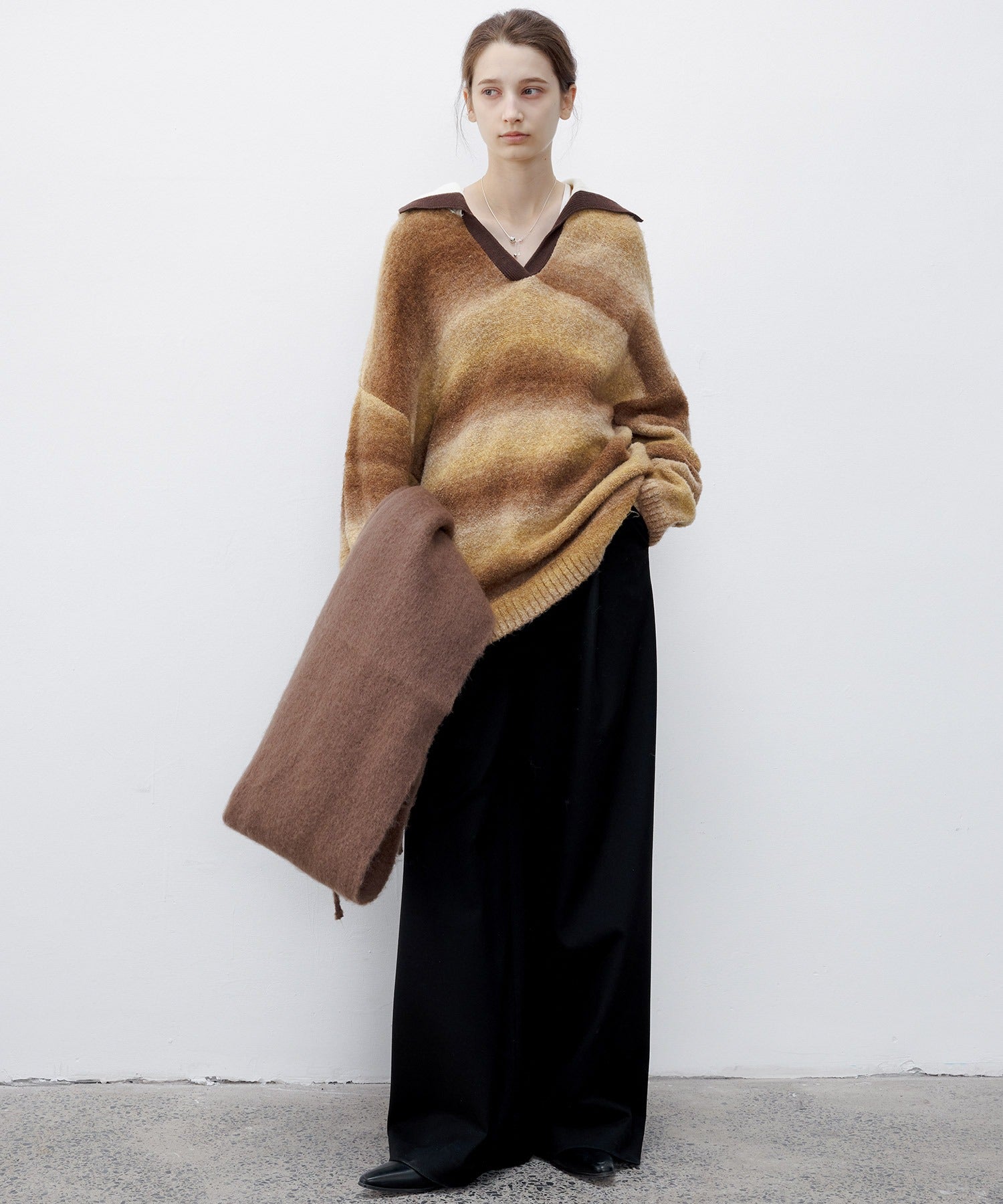 Gradient Stripe Polo Knit Top