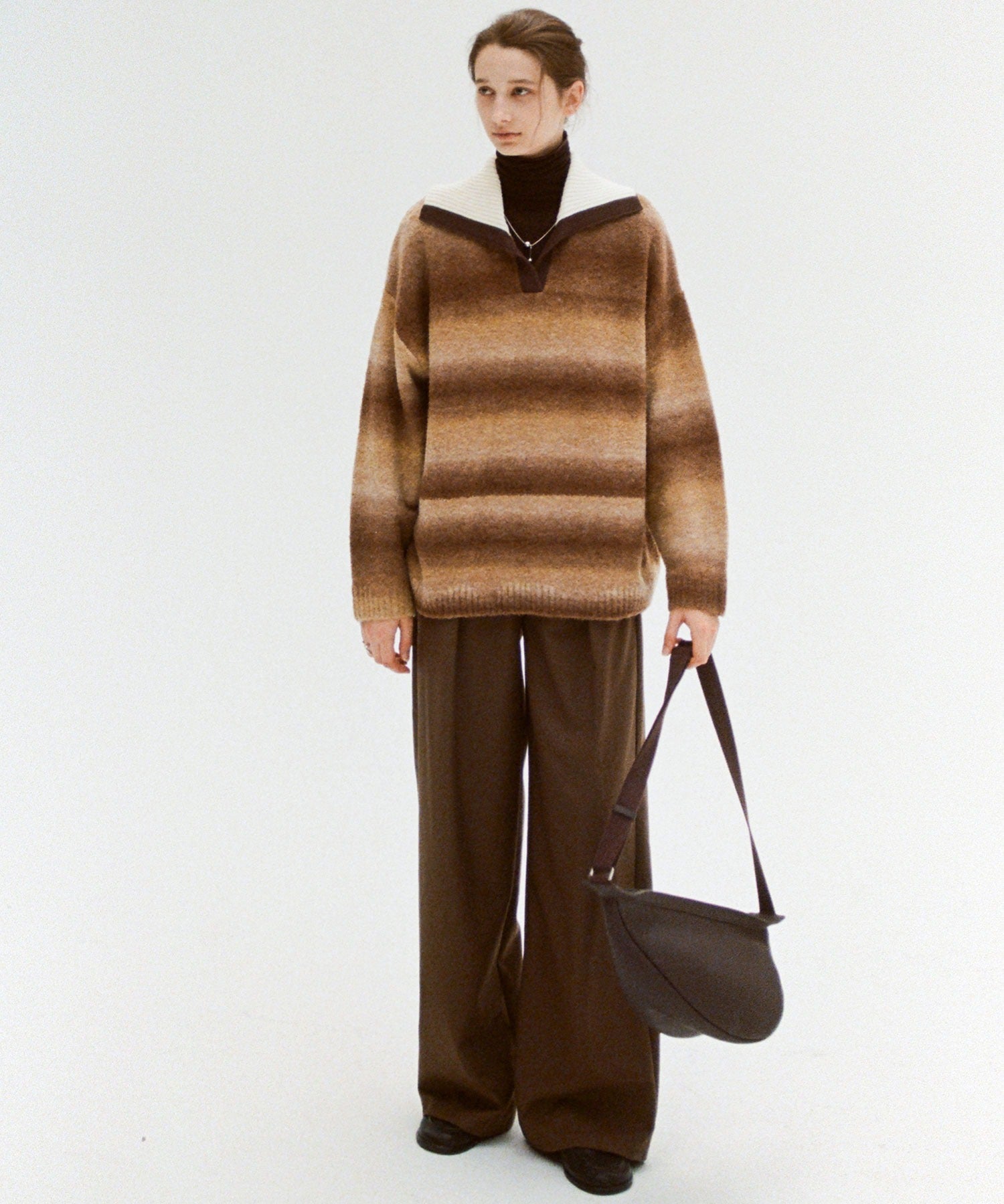 Gradient Stripe Polo Knit Top