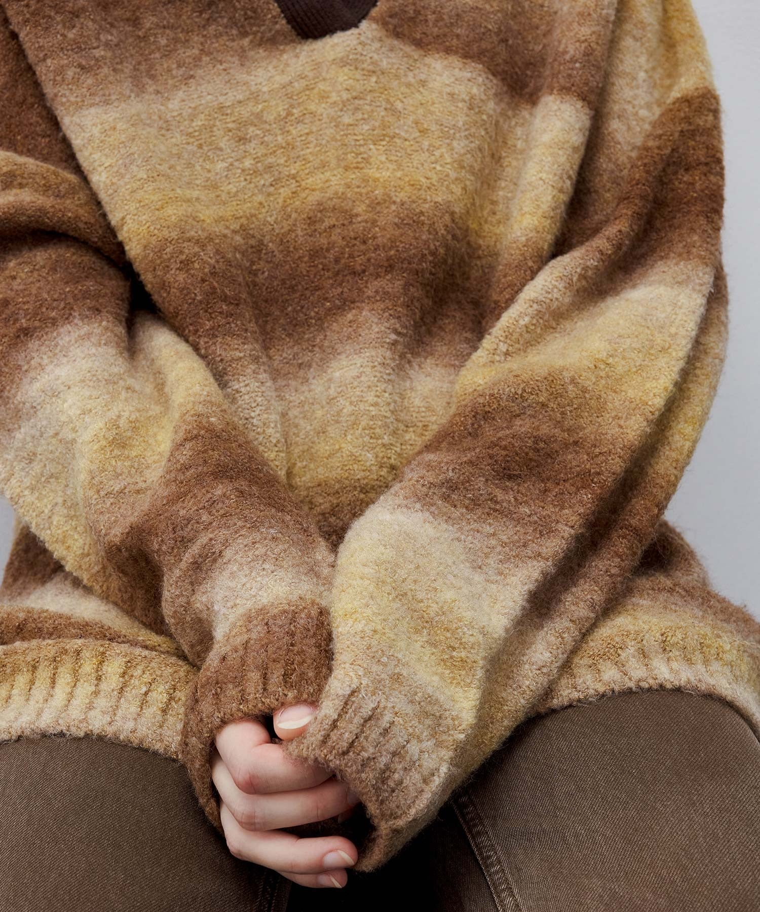 Gradient Stripe Polo Knit Top