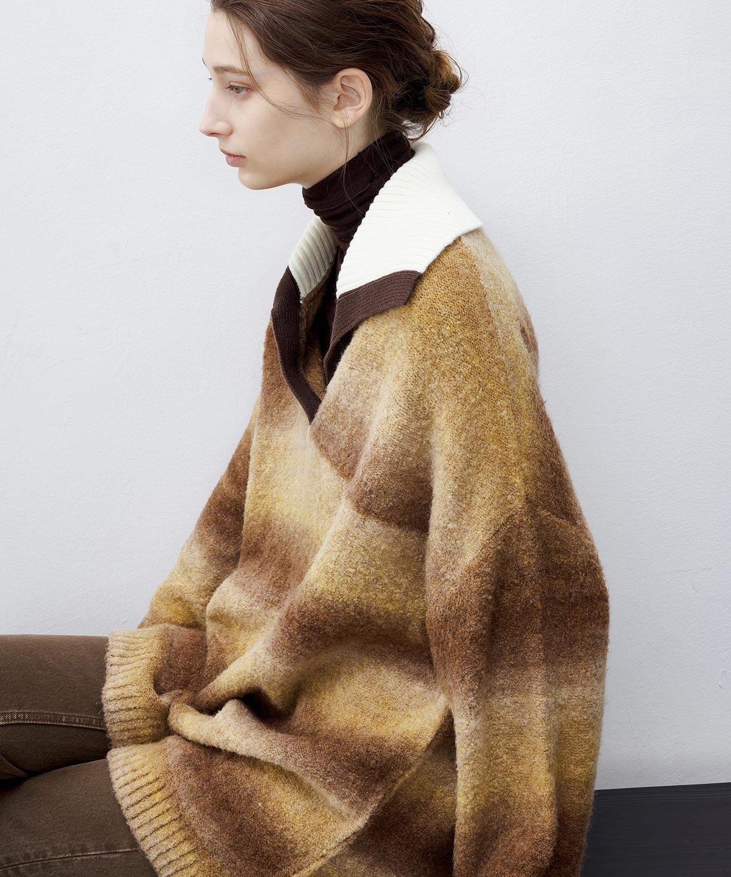 Gradient Stripe Polo Knit Top