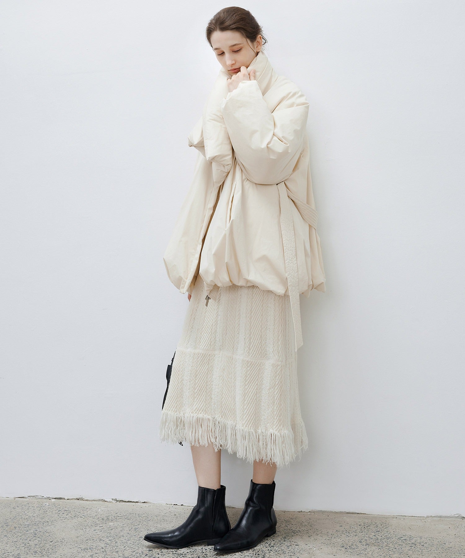 Hooded Fringe Knit Dress