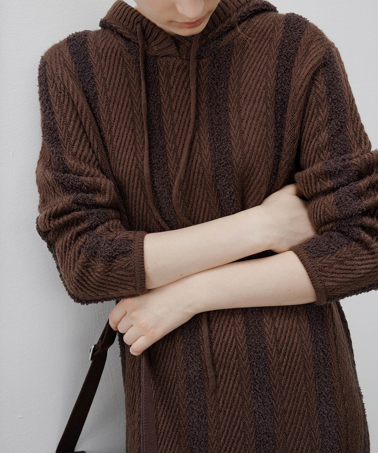 Hooded Fringe Knit Dress