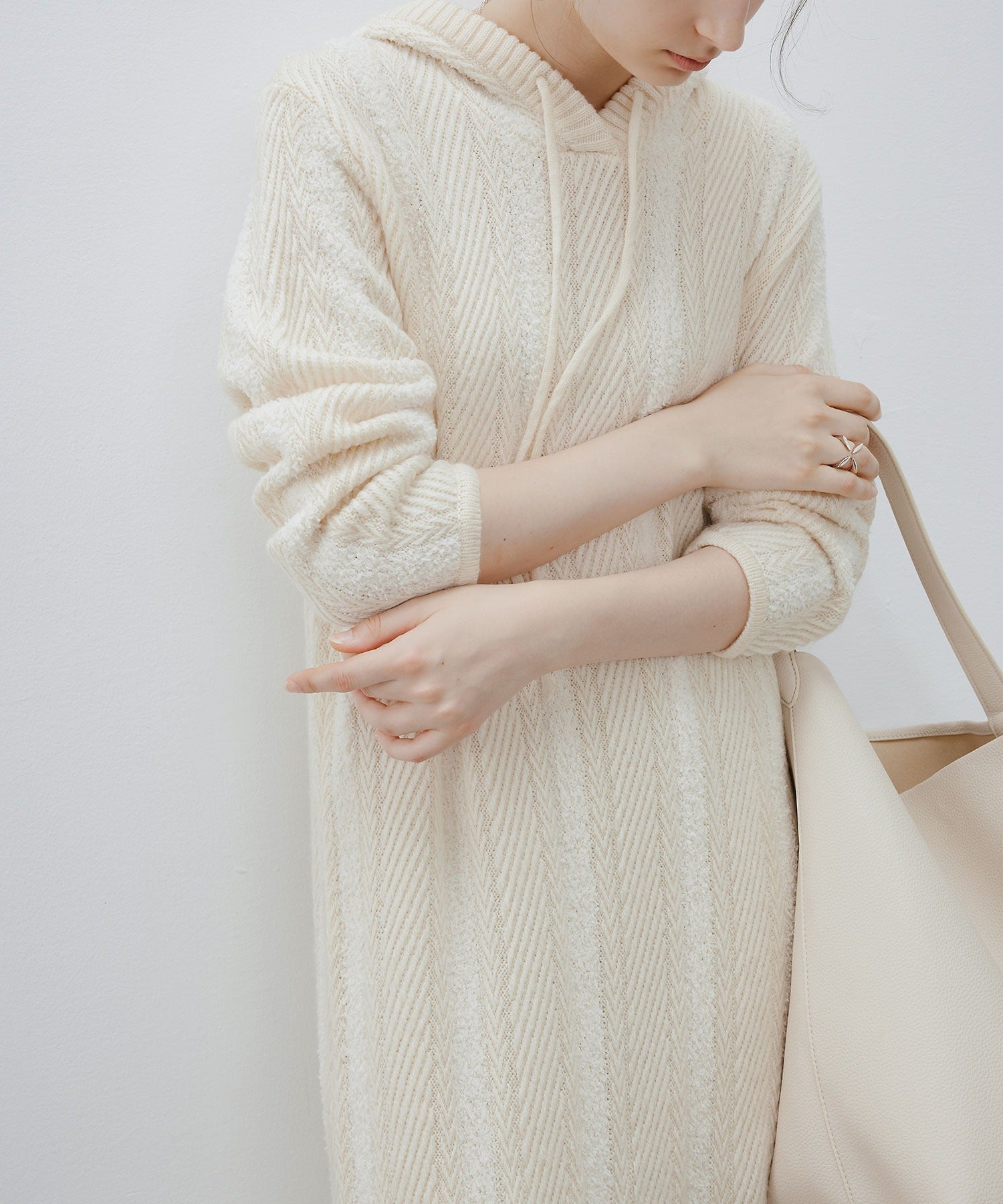 Hooded Fringe Knit Dress
