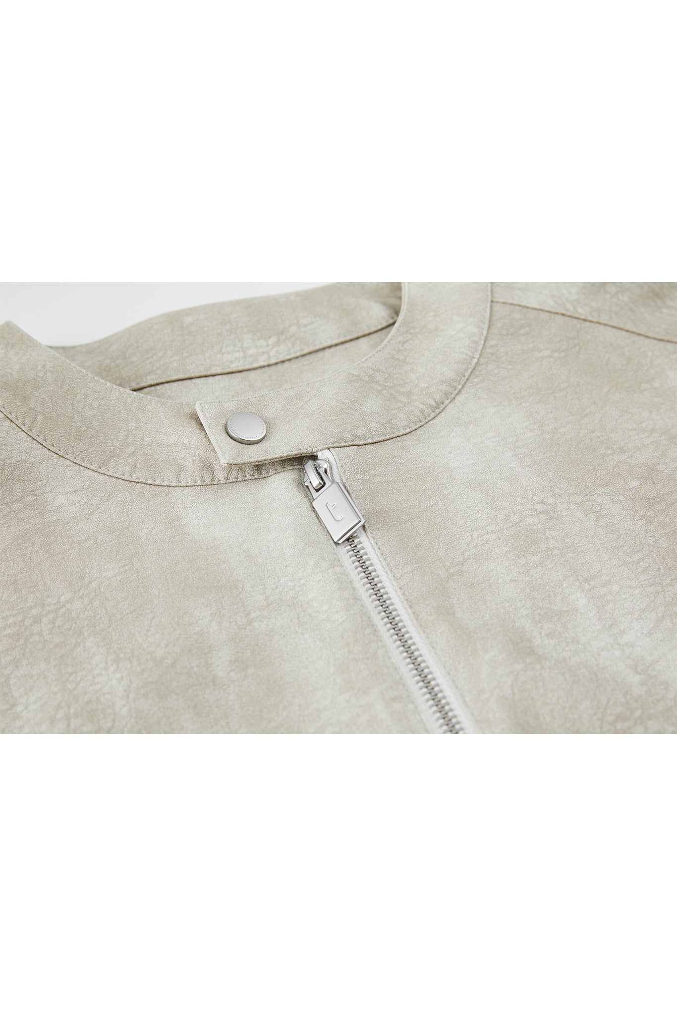 Vintage Grain Washed Faux Leather Panel Jacket