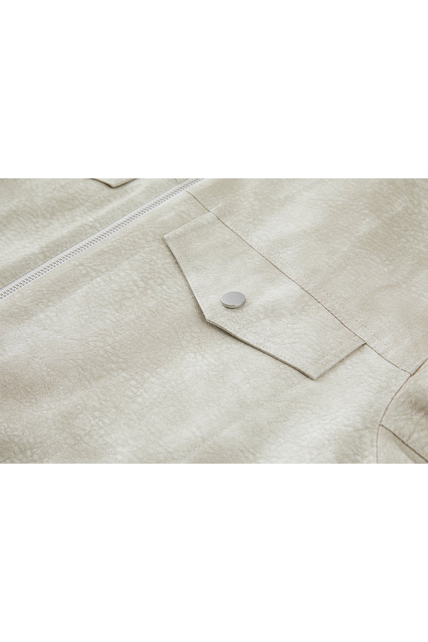 Vintage Grain Washed Faux Leather Panel Jacket