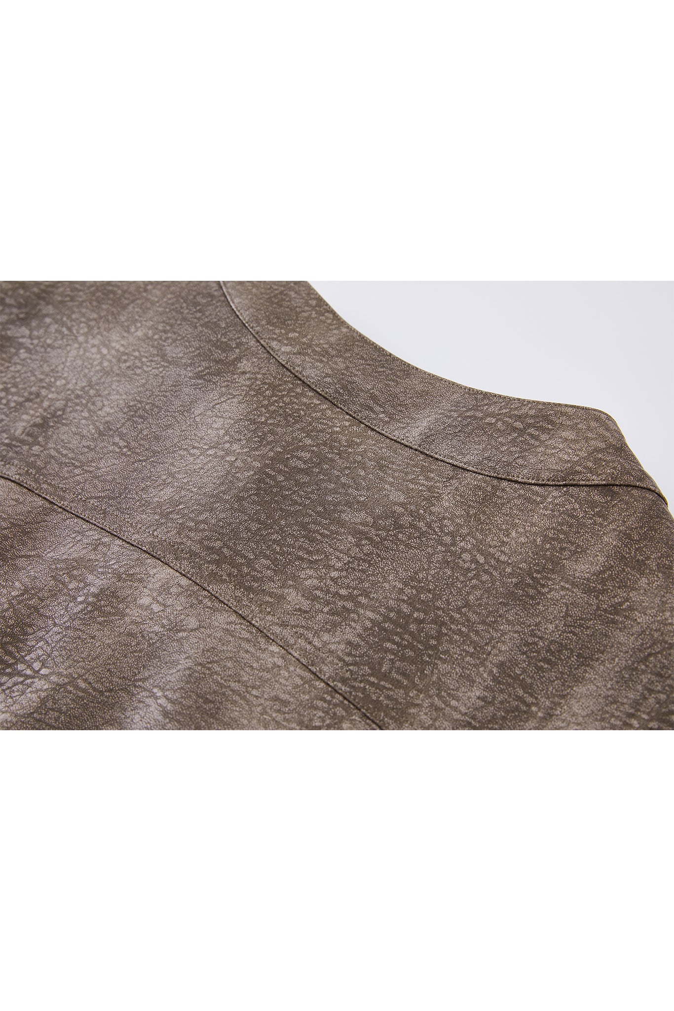 Vintage Grain Washed Faux Leather Panel Jacket