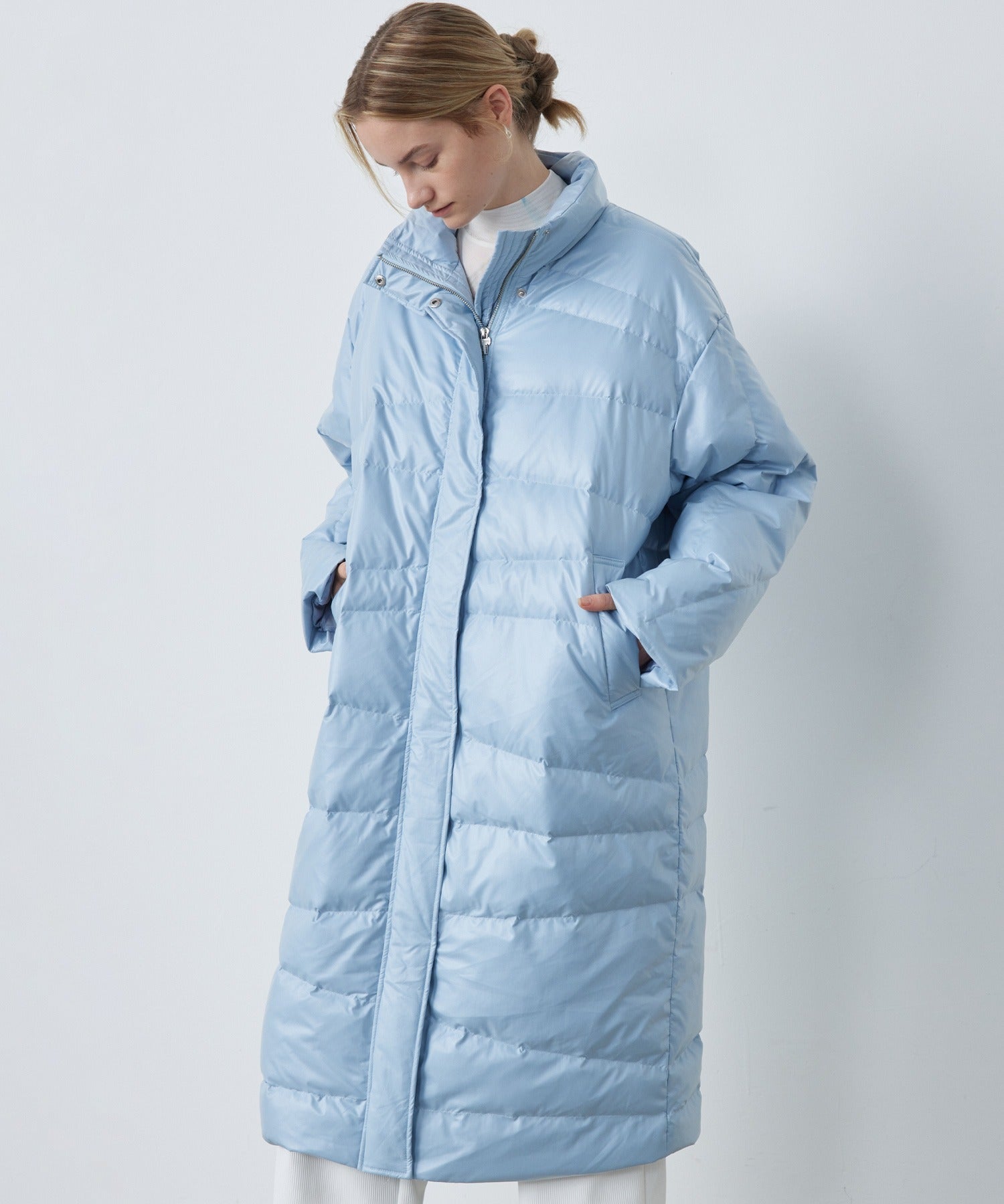 Random-Stitch Long Down Coat