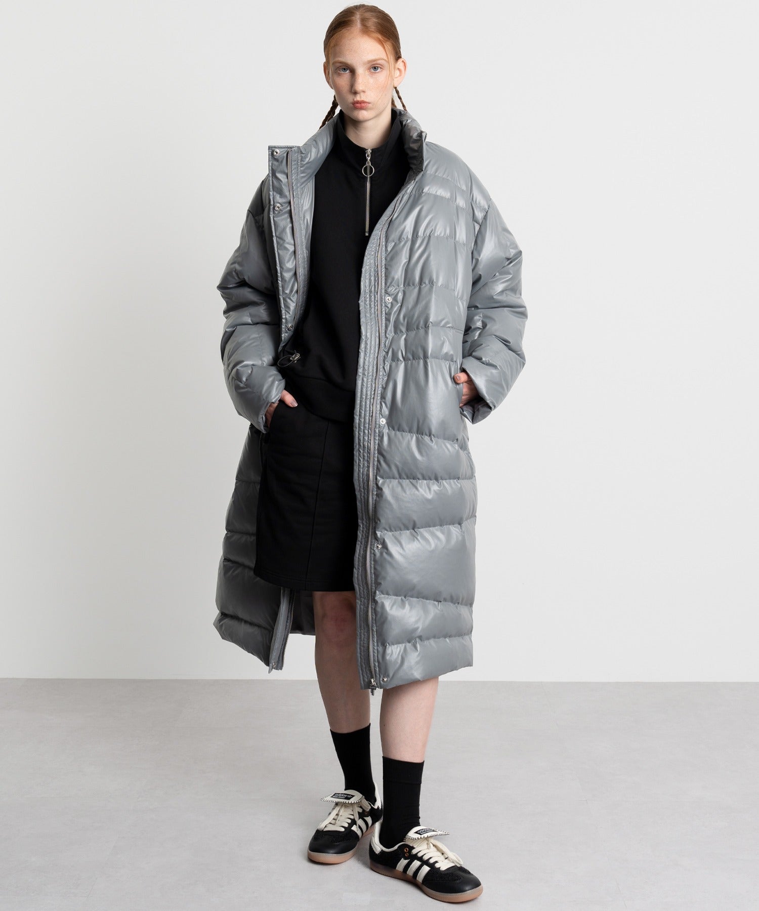 Random-Stitch Long Down Coat