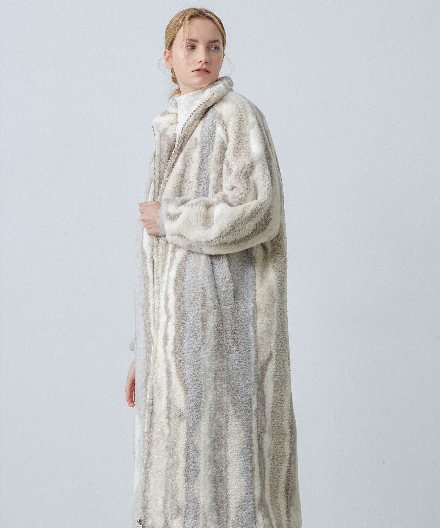 Nuance Jacquard Oversized Long Coat