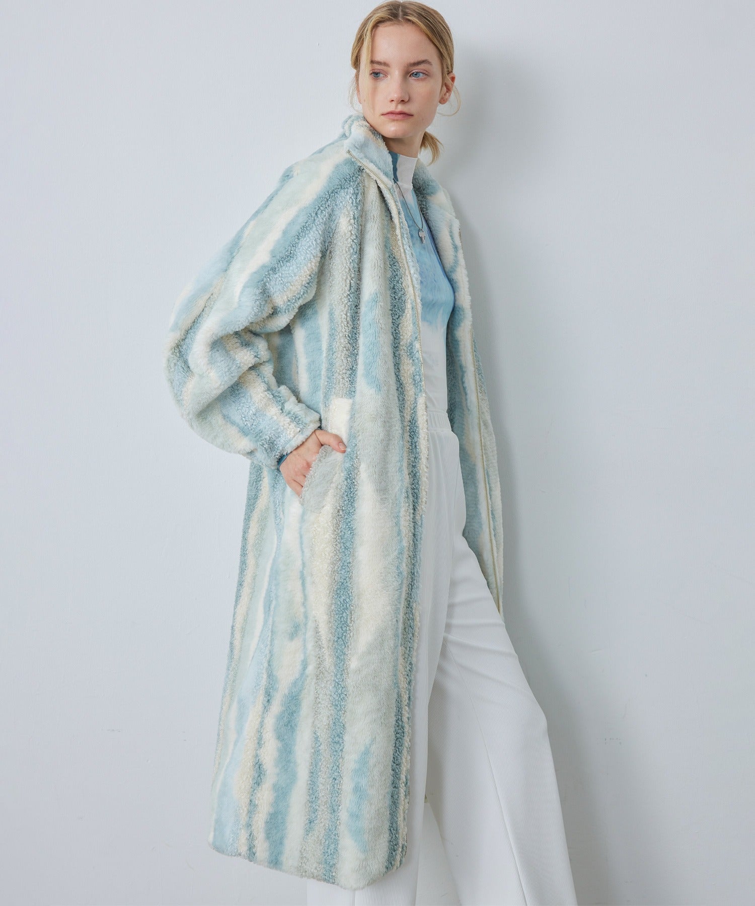 Nuance Jacquard Oversized Long Coat