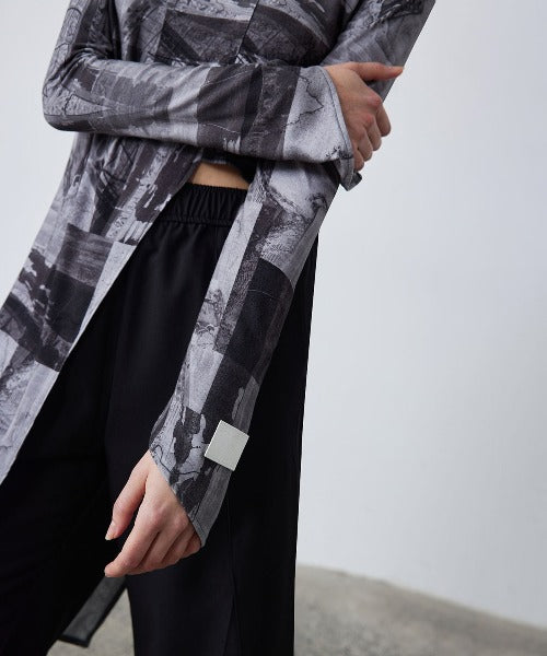 Asymmetry Print Cropped Tops