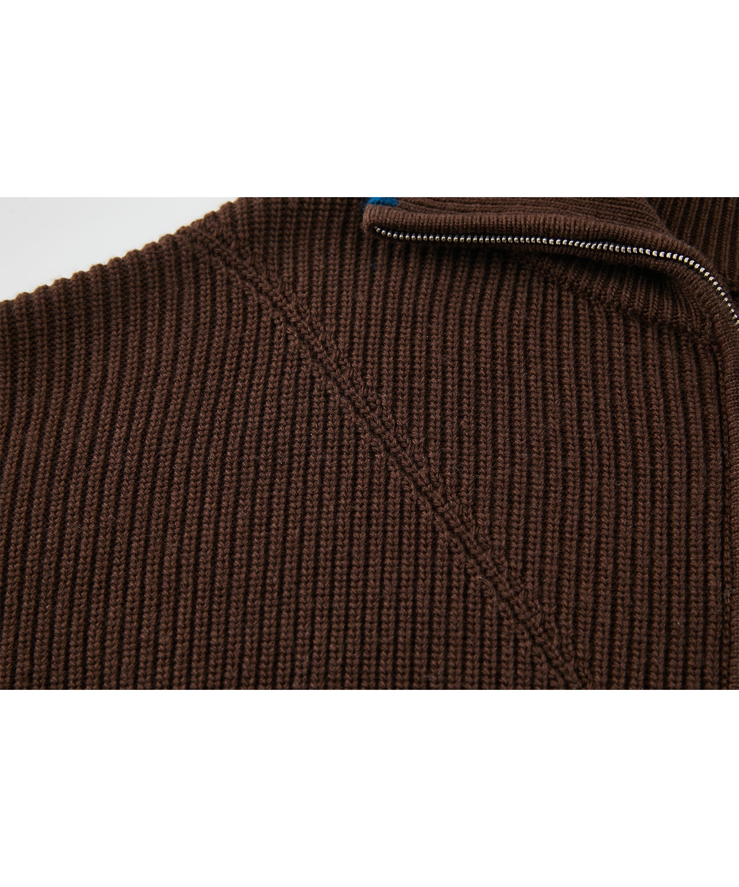 Contrast Panel Wool Zip Cardigan with Dual-Way Collar