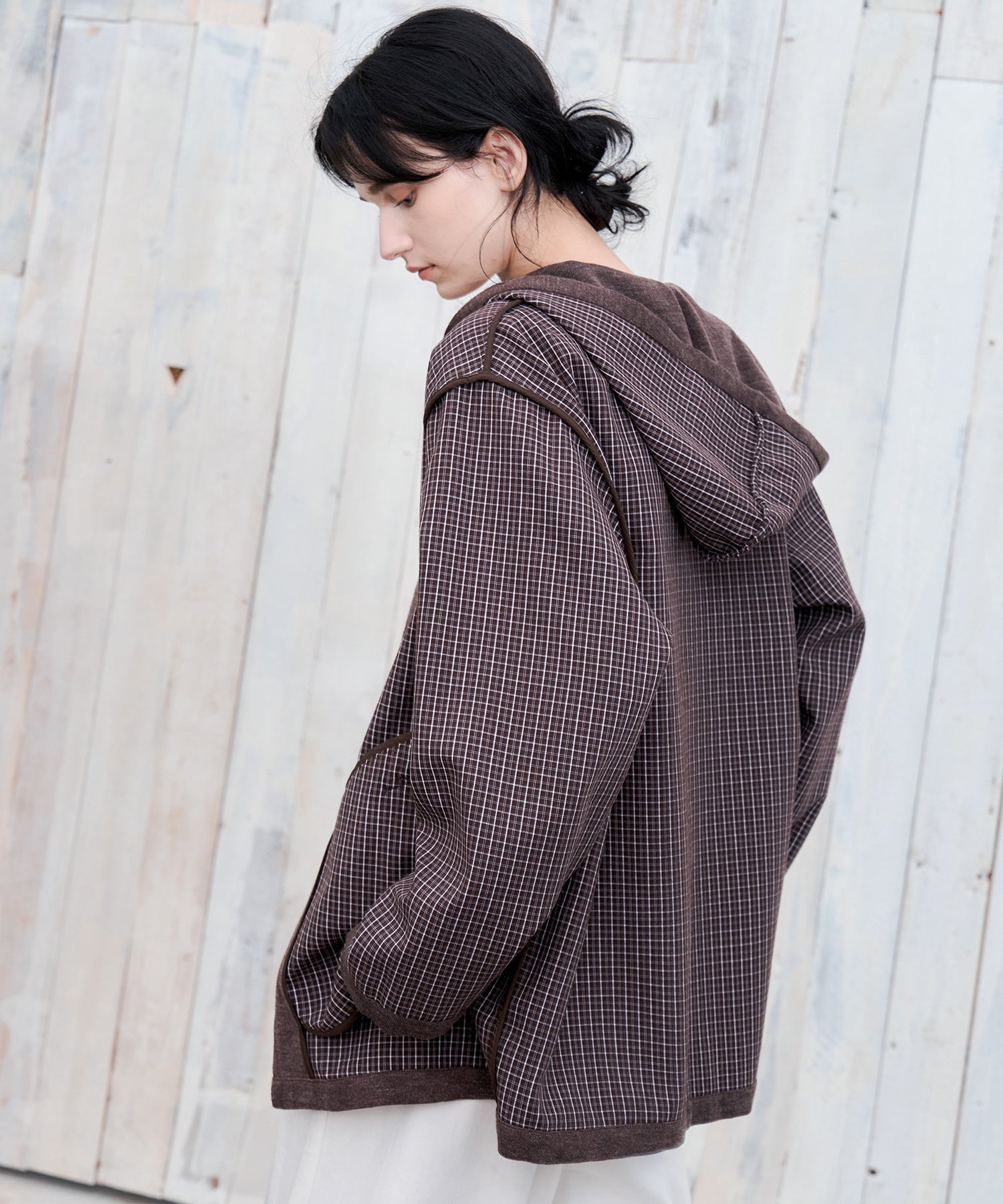 Plaid Double-Sided Oversized Zip Hoodie