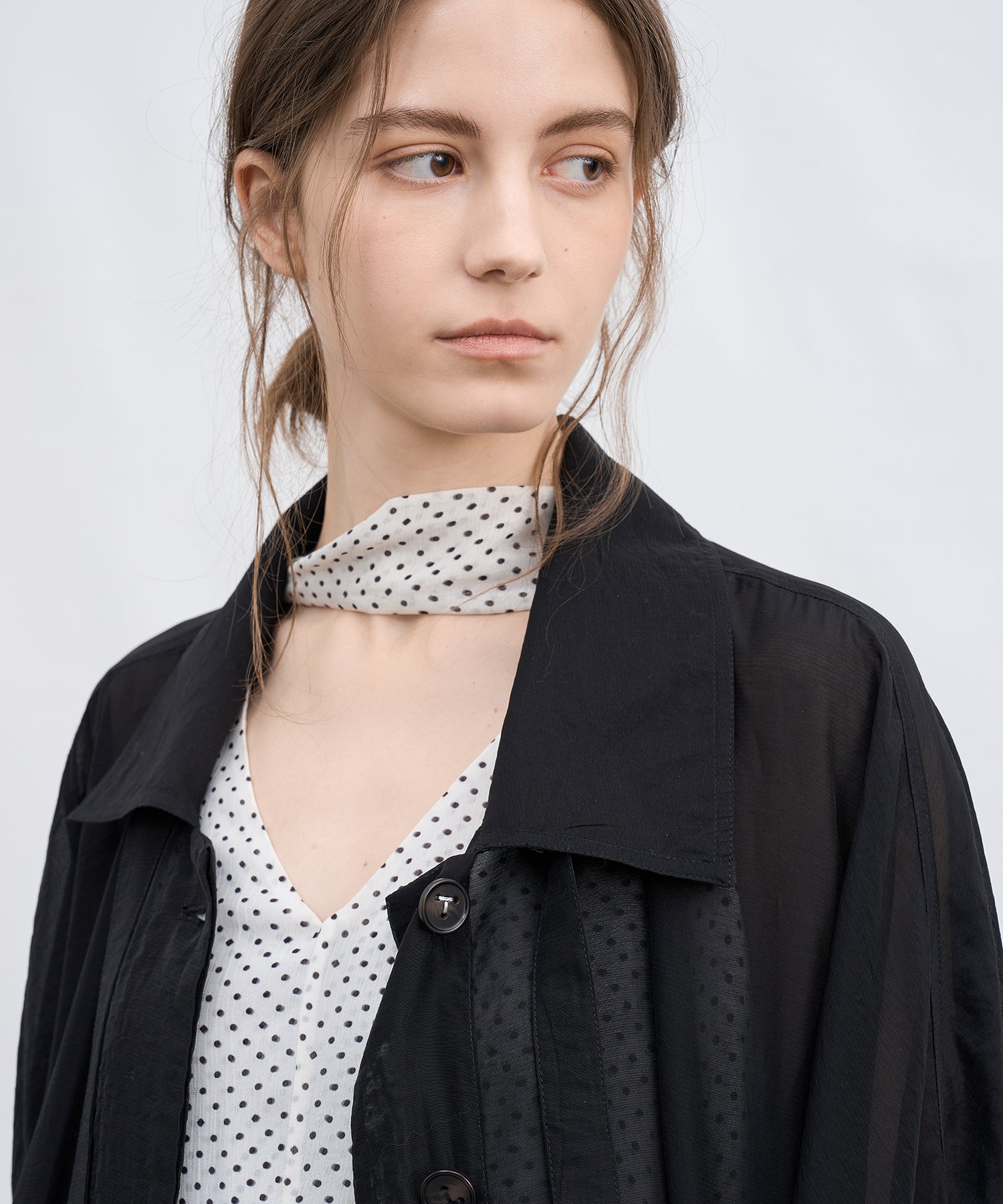 Silk Blend Sheer Long Coat