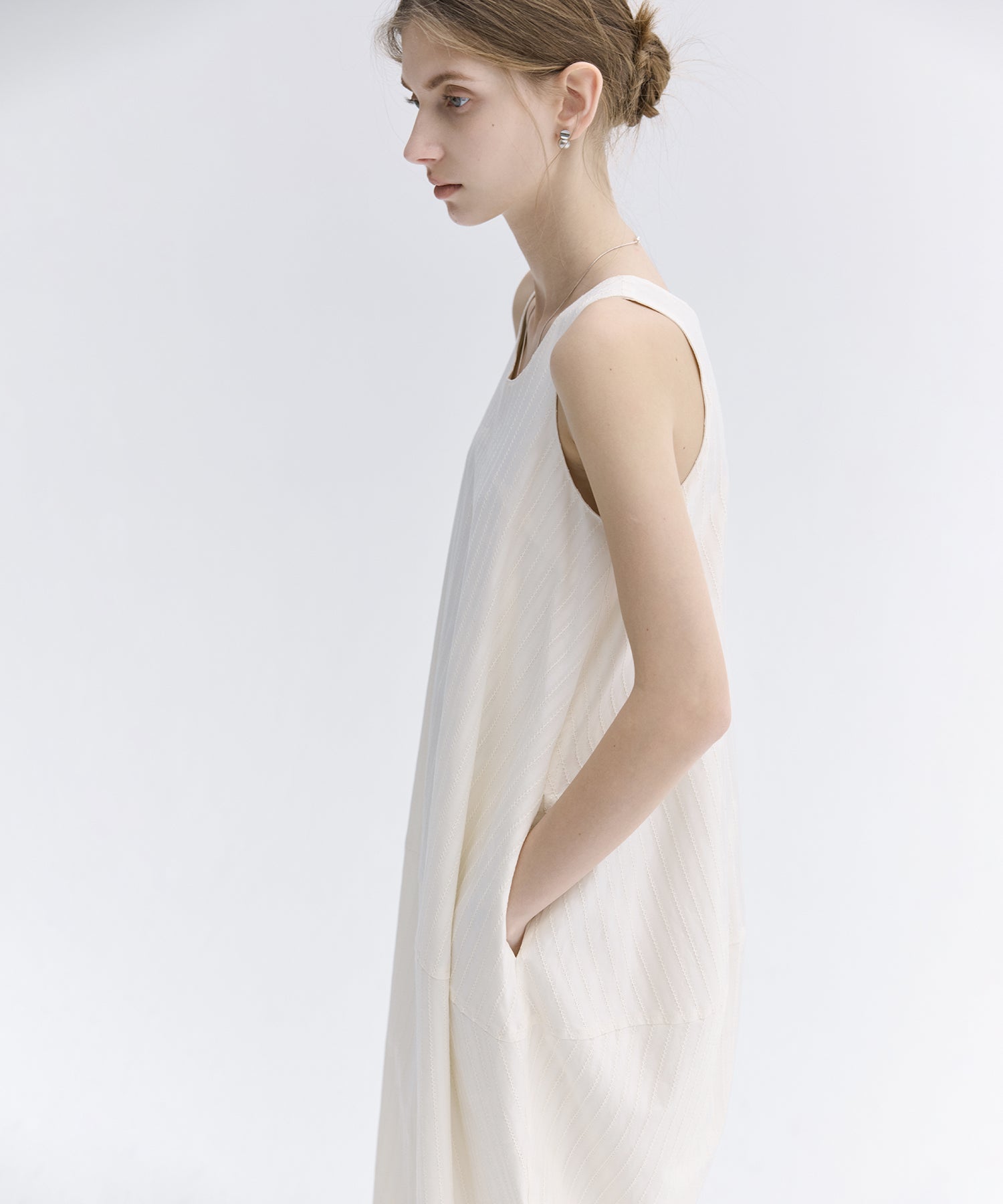 Jacquard Stripe Cocoon Sleeveless Dress