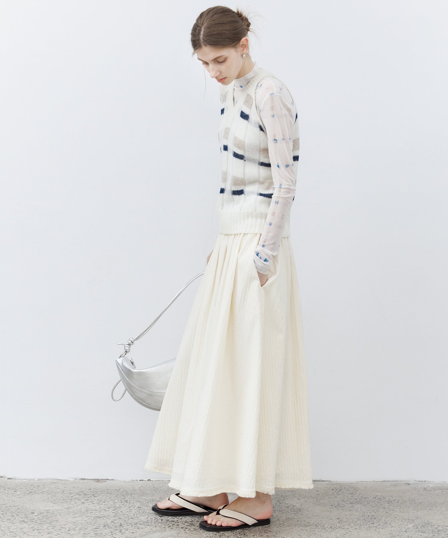 Check Jacquard V-Neck Knit Vest