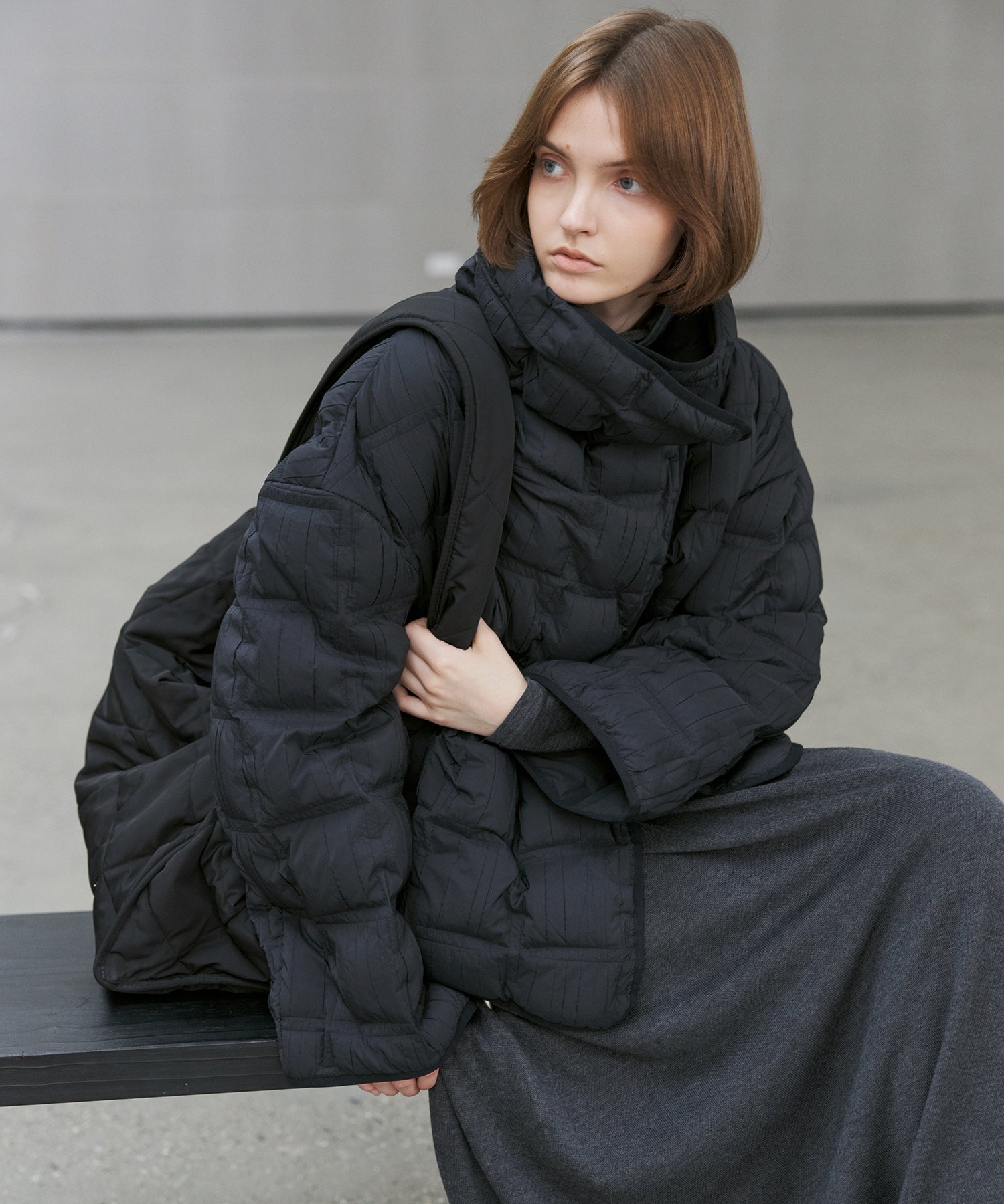 Crinkled Stand Collar Down Jacket