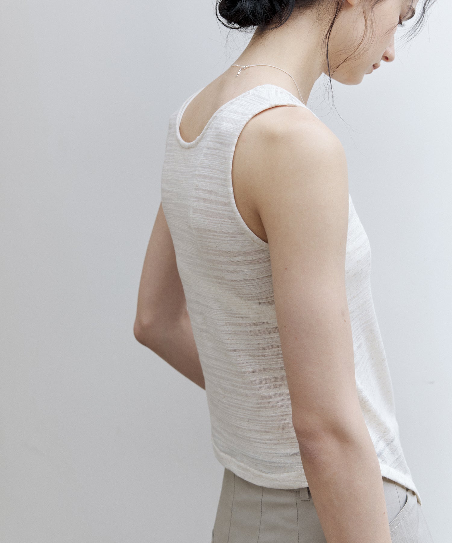Asymmetric Gather Linen Blend Tank Top