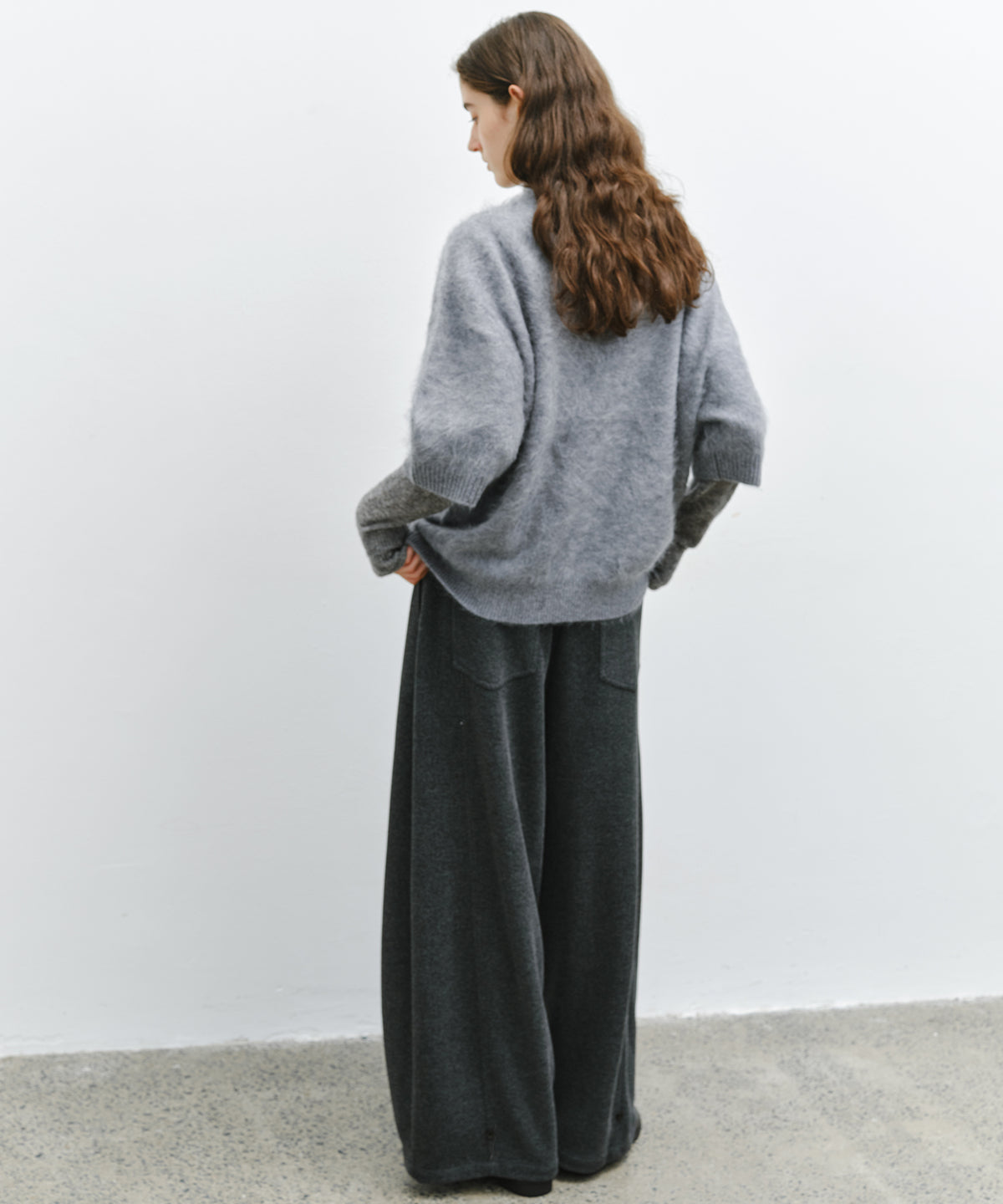 「10月下旬出荷予定」Brushed Cashmere-Blend Half Sleeve Knit Top