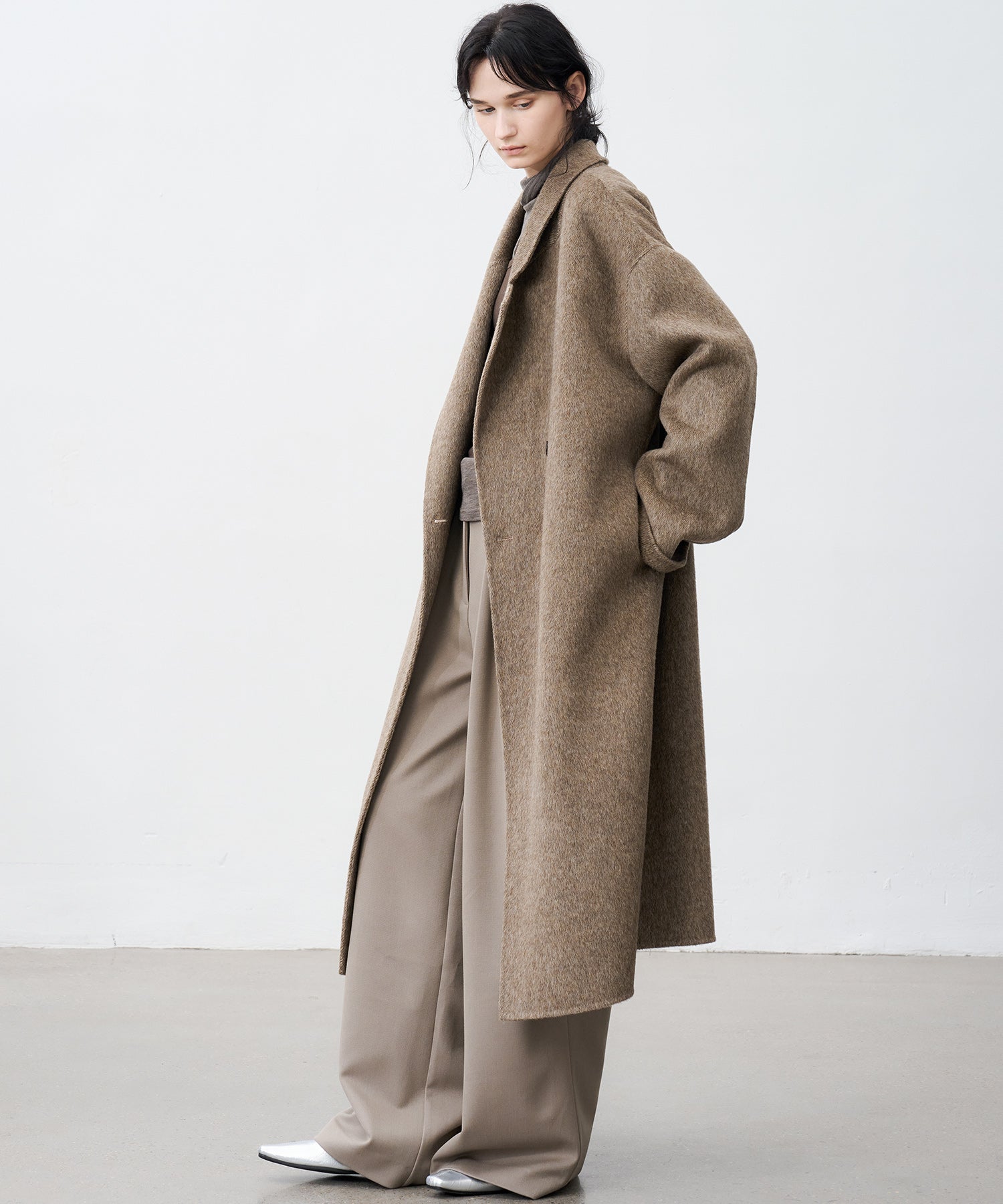 100% Wool Double-Face Long Lapel Oversized Overcoat