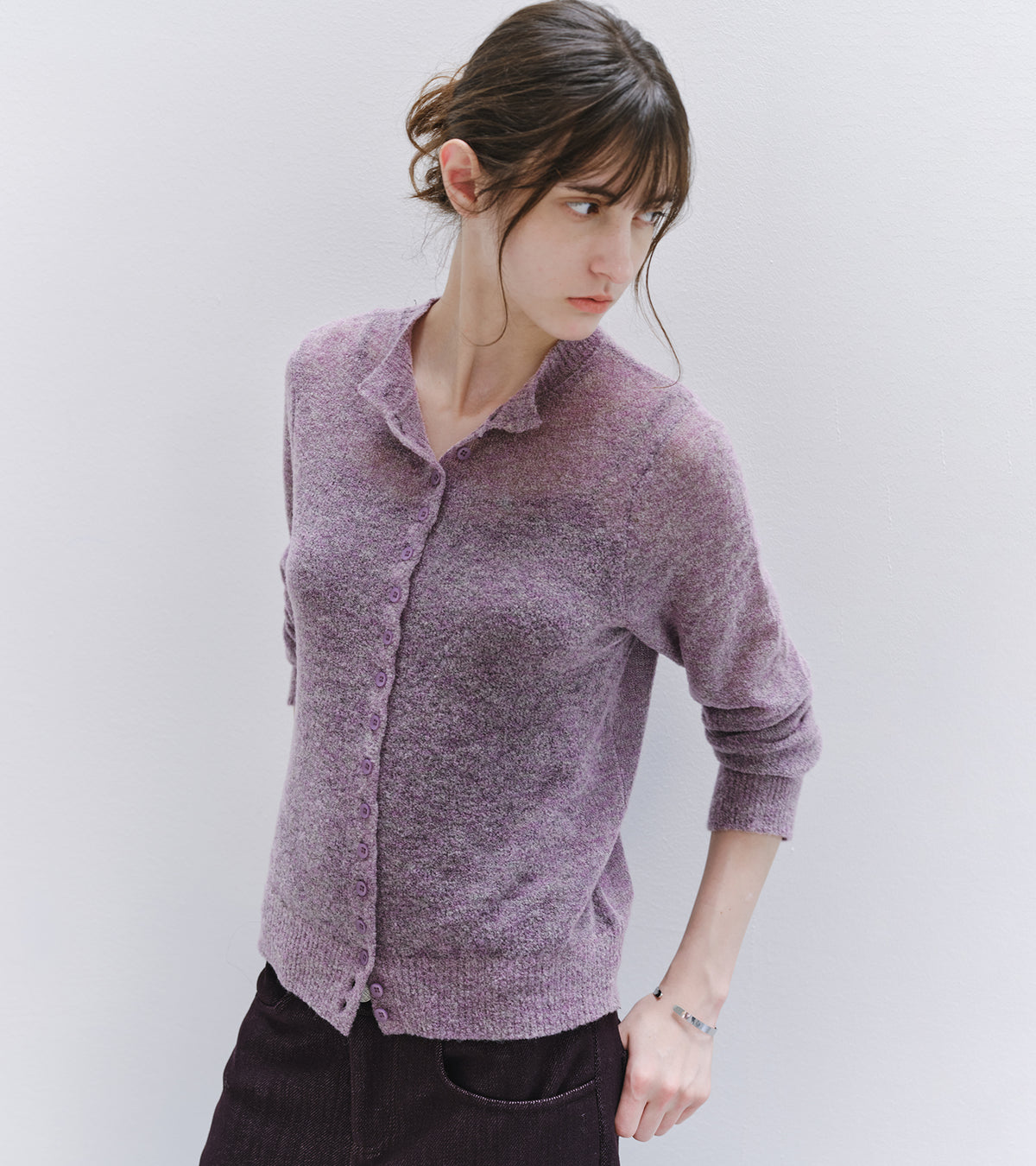 「10月下旬出荷予定」Melange Wool-Blend Multi Button Knit Cardigan