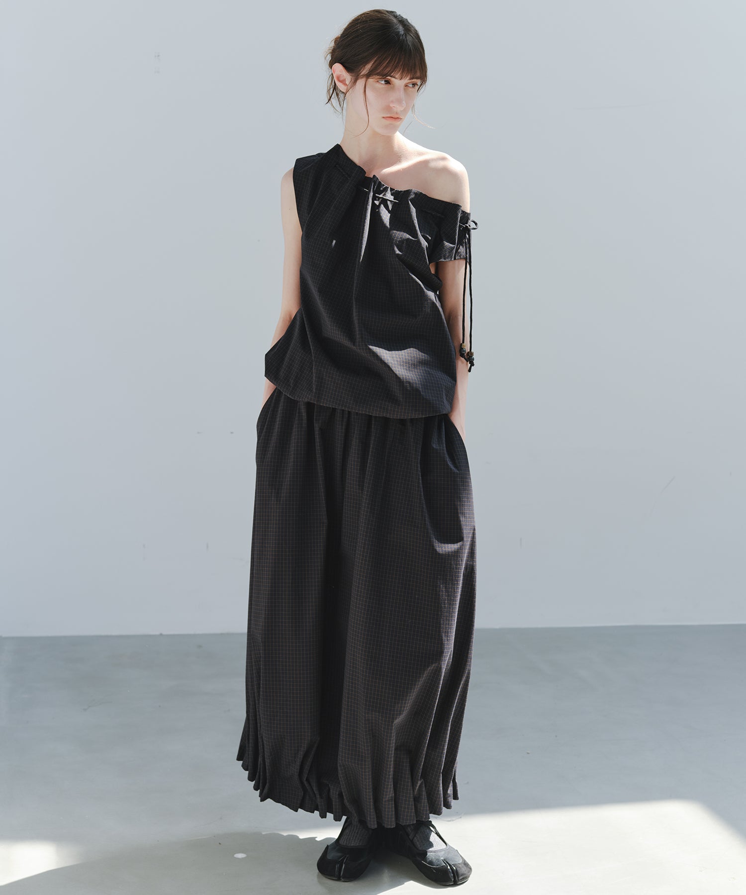 「7月上旬～中旬出荷」Tucked Balloon Hem Maxi Skirt