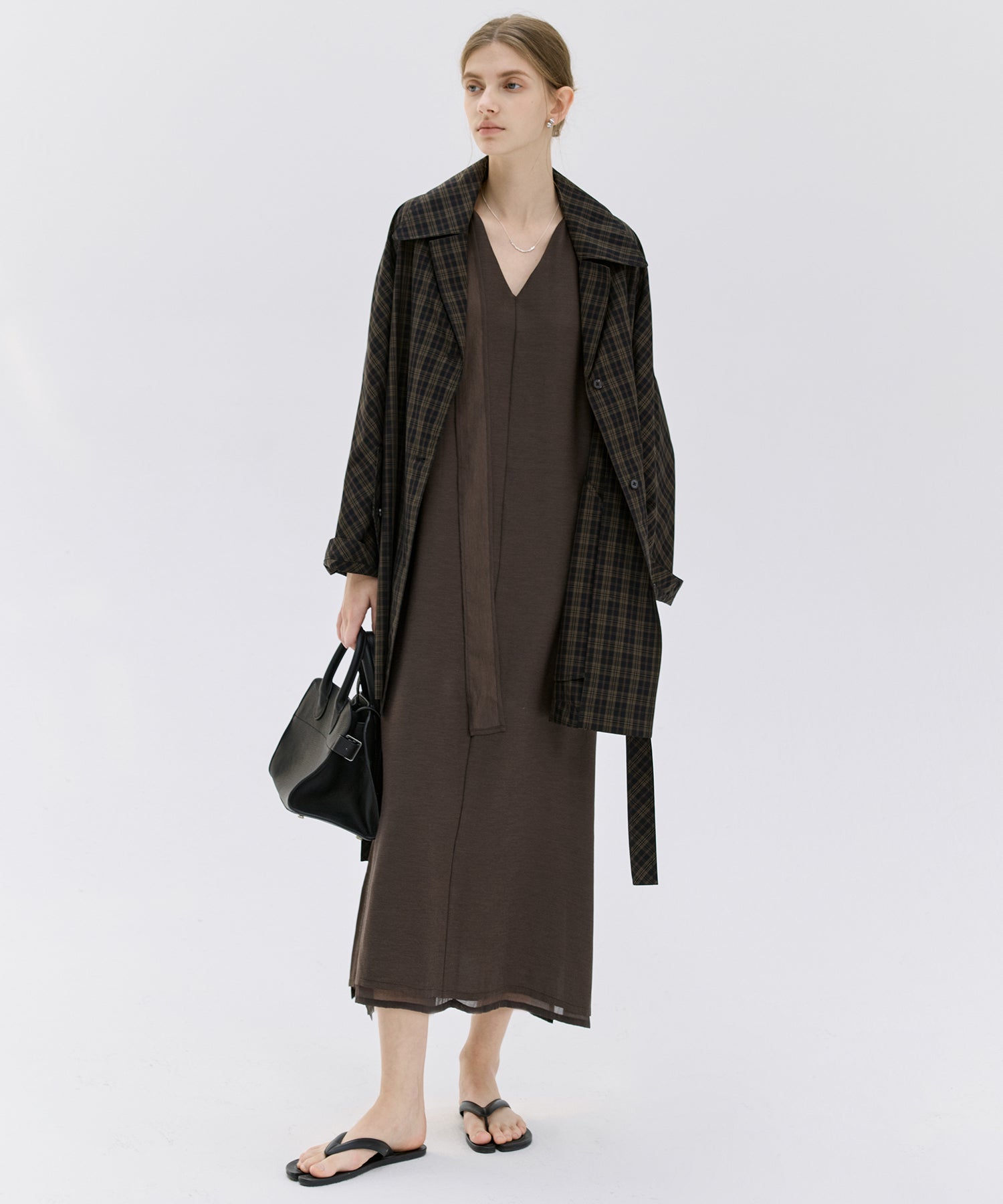 Acetate-Blend V-Neck Ribbon Detail Sleeveless Dress