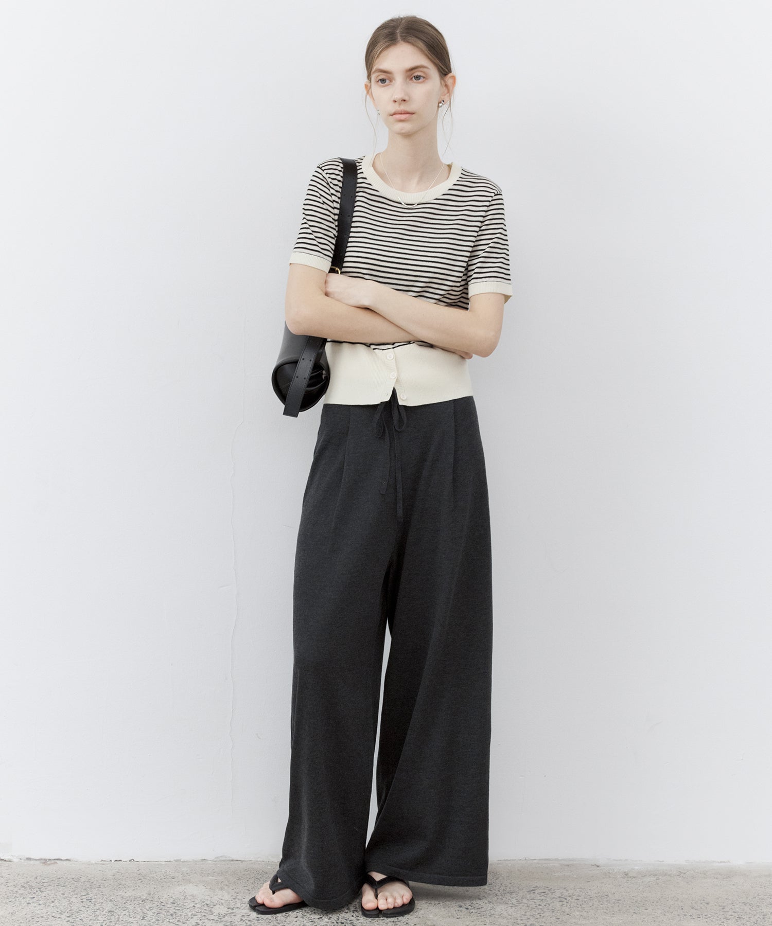 Drawstring Knit Wide Pants