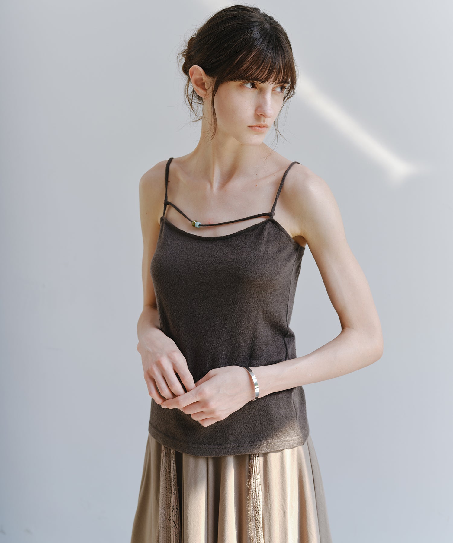 「8月中旬～下旬出荷」Wool Silk Beaded Strap Camisole