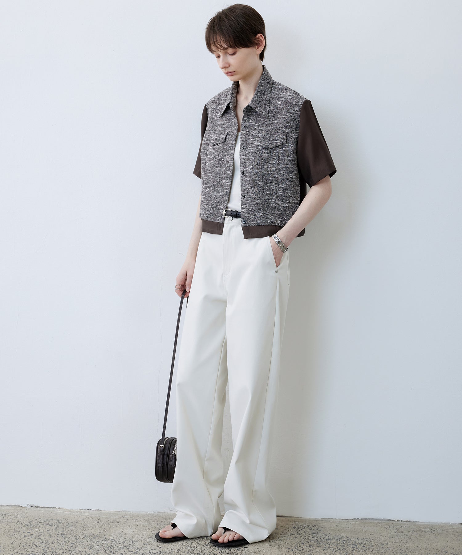 Textured Combo Cropped Shirt